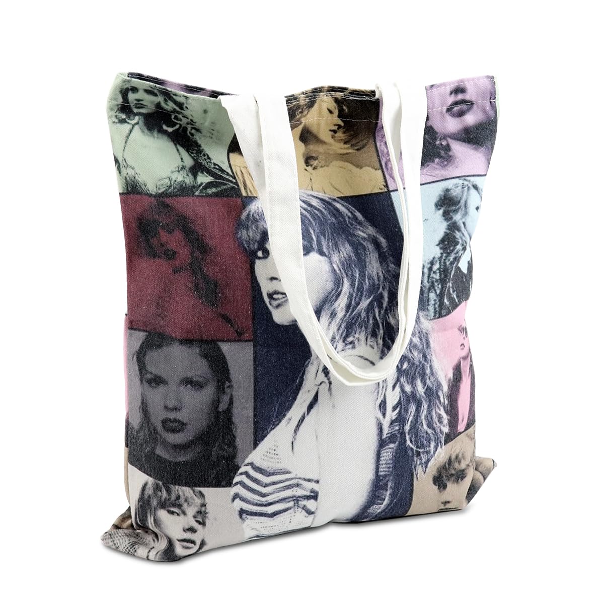 PALAY® Girls Tote Bag Taylor Swift Print Canvas Bag Cartoon Picture Print Shopping Bag Zipper Bag Book Bag Taylor Swift Fans Merchandises