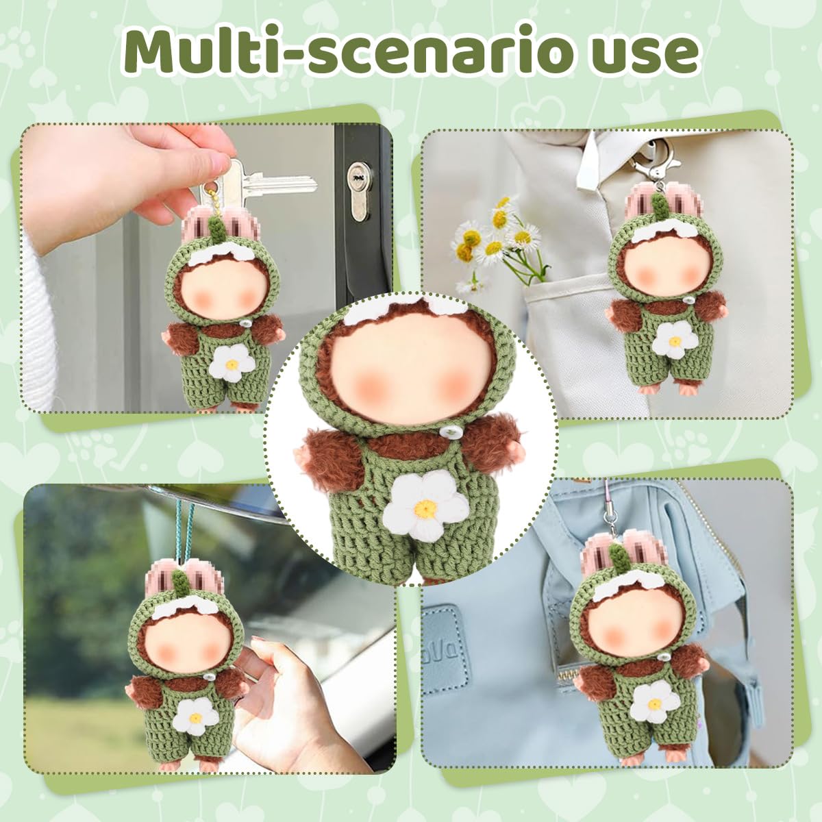 Fancyku DIY Crochet Kit for 4 Inch and 6 Inch Figures with Step by Step Guide | Cartoon Dinosaur Jumpsuit Craft Set