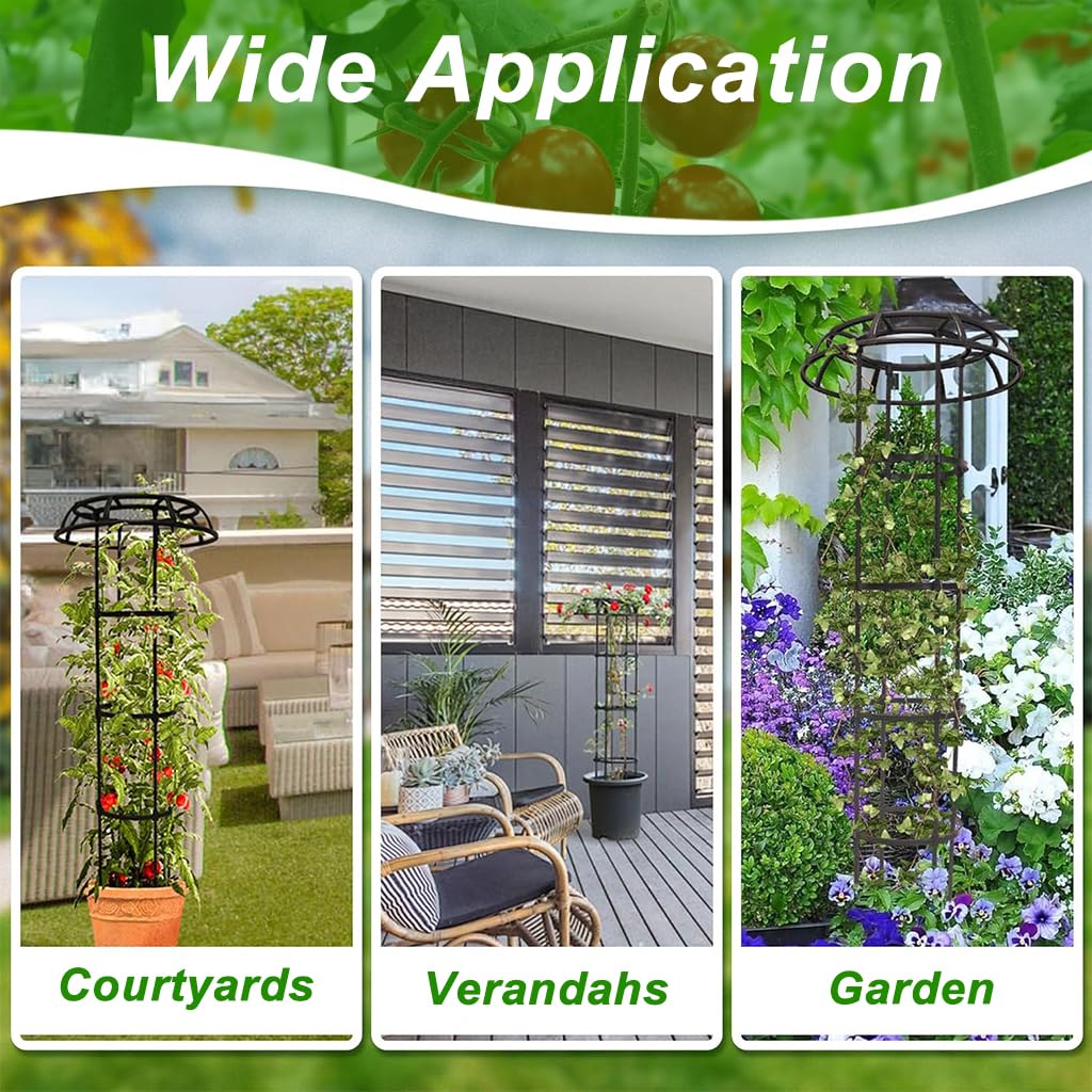 HASTHIP Upright Trellis for Climbing Plants with Cylindrical Hollow Roof | 135 cm Steel and PP Resin Garden Support