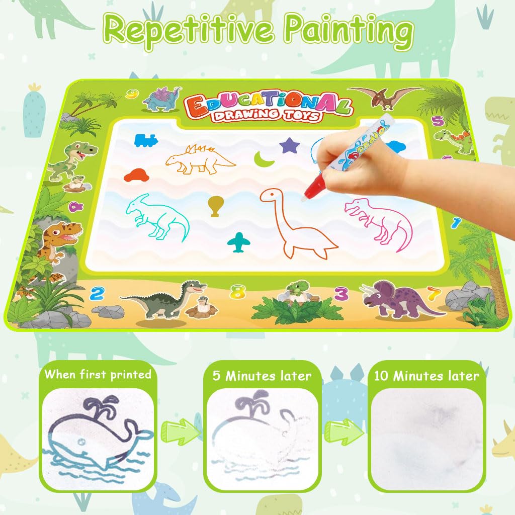 PATPAT Magic Water Doodle Mat for Kids with Water Pens and Stamps 100x80cm | Mess-Free Fun