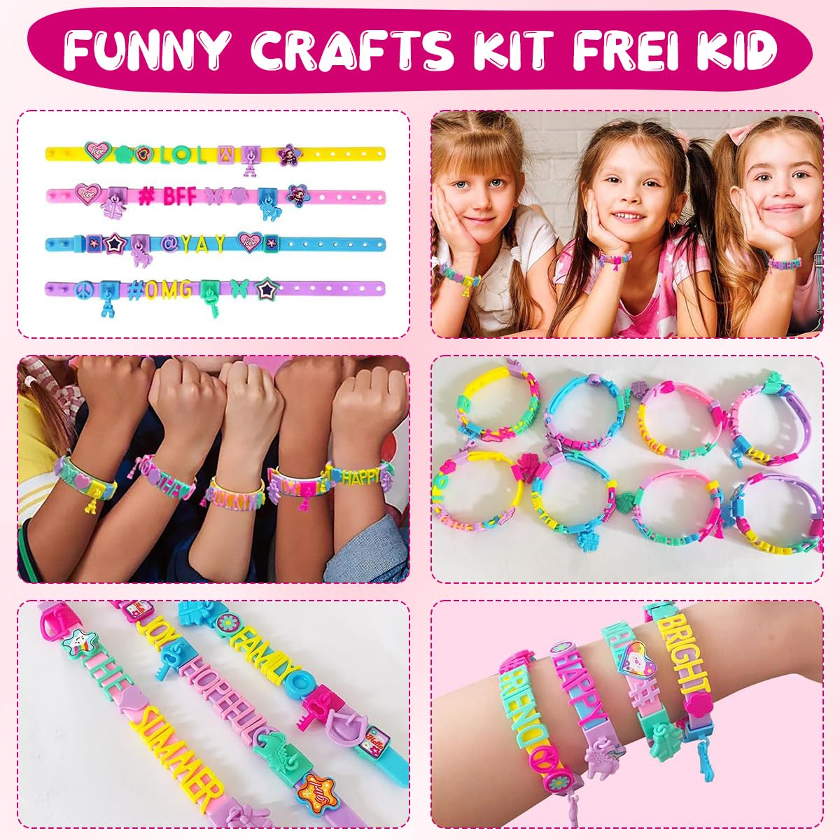 PATPAT Bracelet Making Set for Girls with 288 pcs Charms and 4 Silicone Straps | DIY Gift Kit