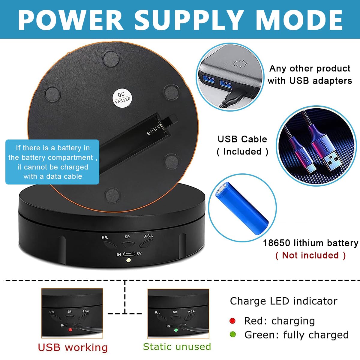 Supvox Rotating Display Stand for Jewellery and Product Photography with 3 Speeds | 5.9 7.08 8.66 in Interchangeable Covers