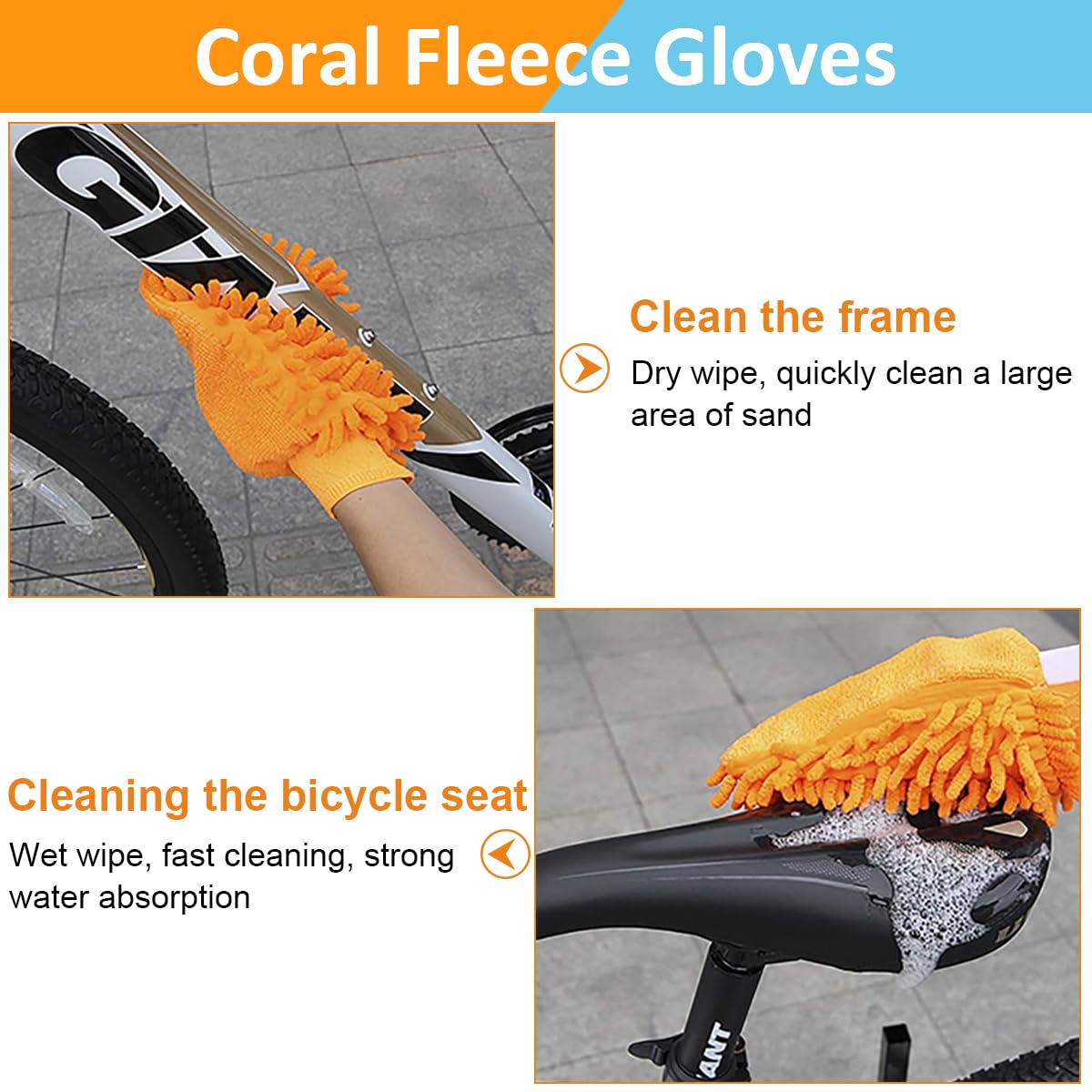 STHIRA® 8Pcs Bicycle Maintenance Tools Bicycle Cleaning Brush Kit Bike Chain Cleaning Glove Brushes Kit Remove Dirt and Grime  Multipurpose Bicycle Cleaning Accessories Lubricant Application Brush