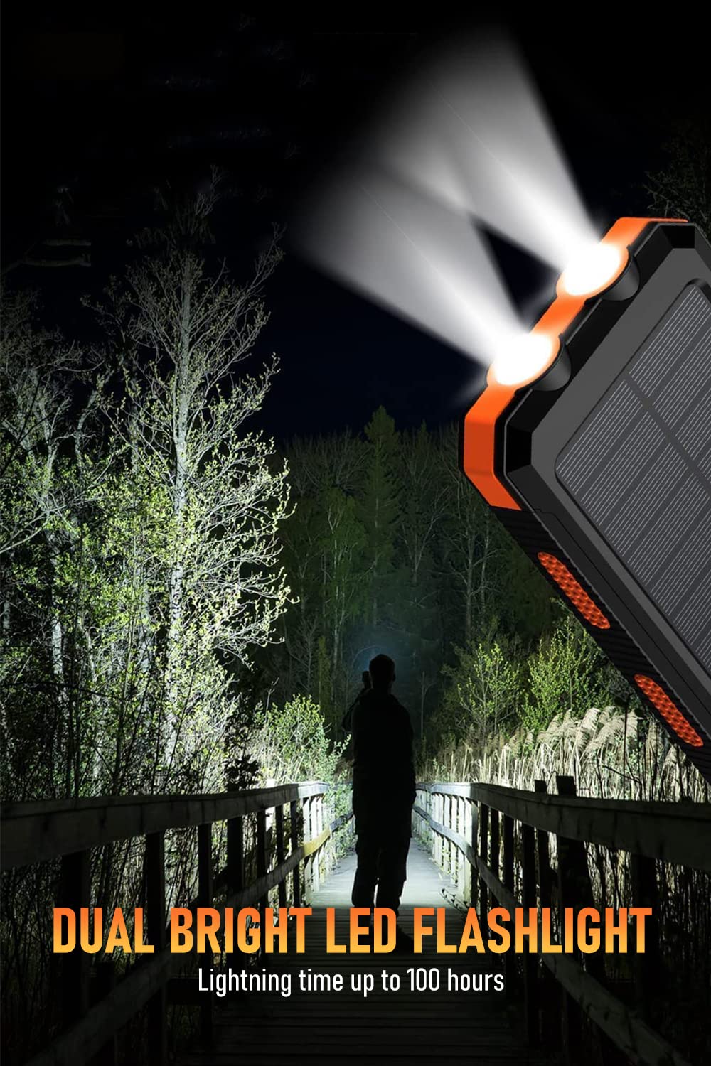 ELEPHANTBOAT Solar Power Bank for Camping with 10000mAh Battery and Dual USB Ports | Flashlight and Compass