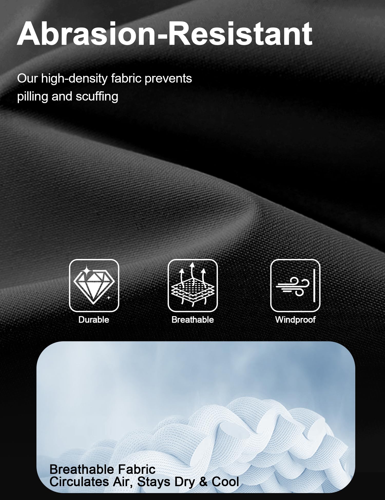 Venzina Men's Windproof Hiking Jacket for Trekking and Daily Use with Detachable Hood | Black