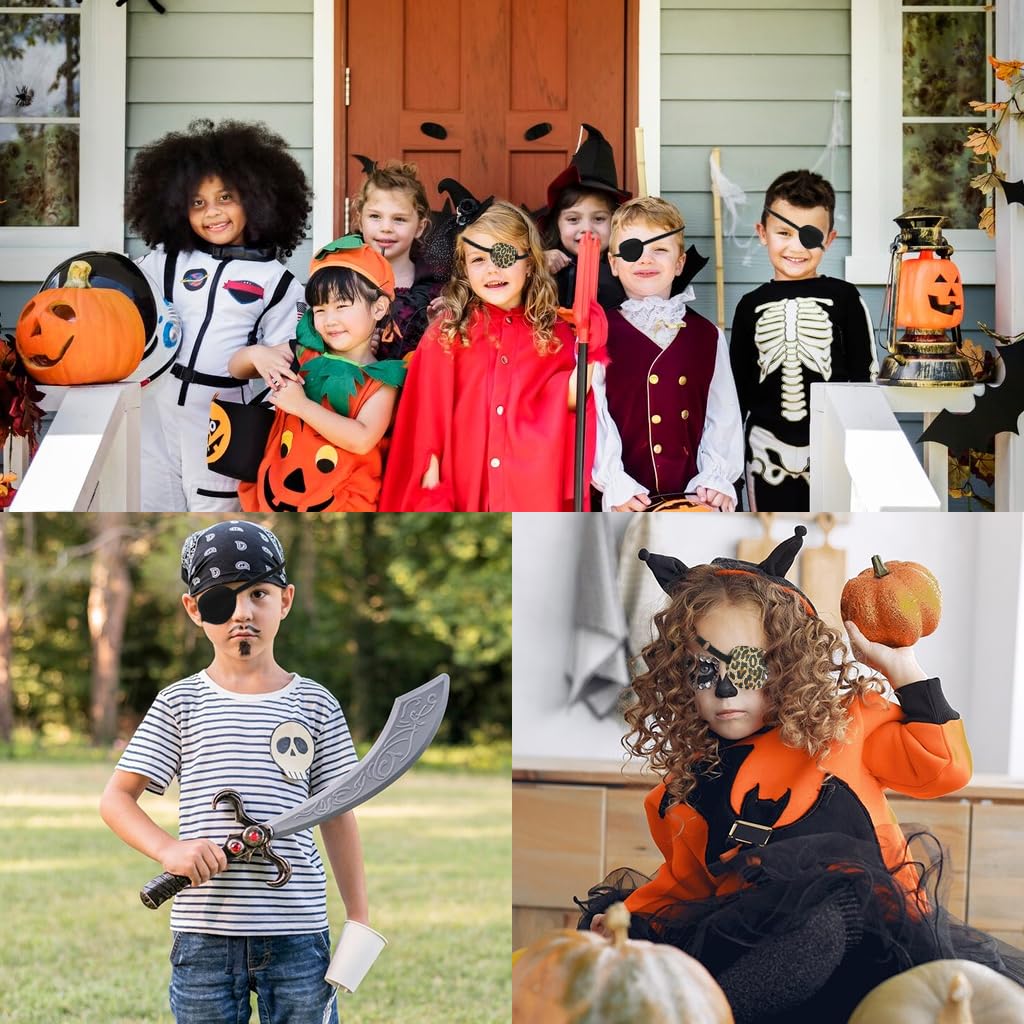 ZIBUYU Eye Patches for Lazy Eye with Adjustable Strap and 3D Soft Fabric | 2Pcs Black and Leopard Print