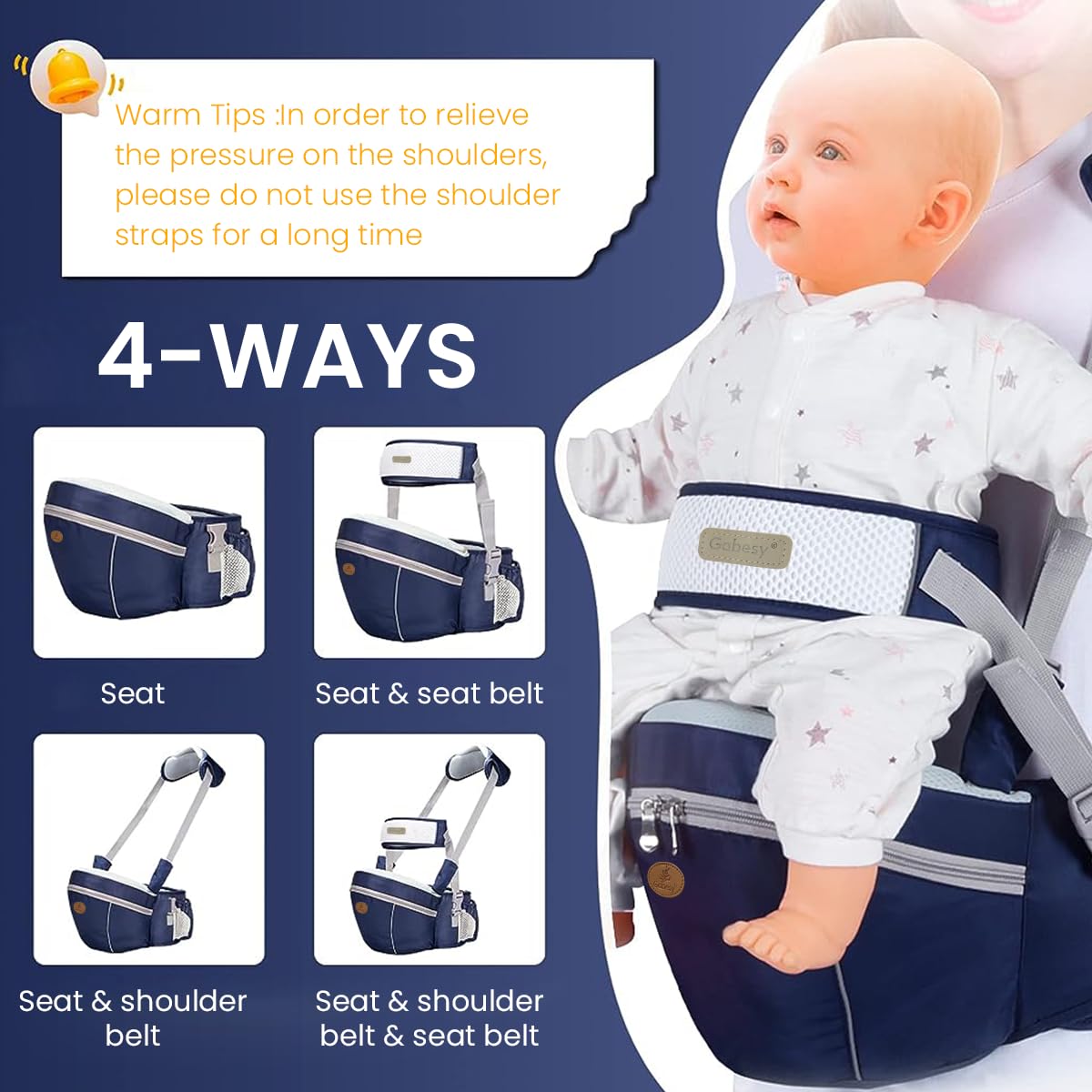 SNOWIE SOFT Baby Carrier for Travel and Daily Use with Detachable Hip Seat 3–36 Months | Breathable Cotton Polyester for Mommy and Daddy