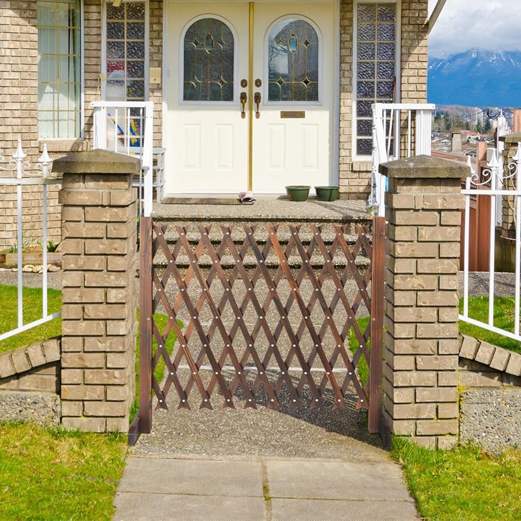 HASTHIP Planter Hanging Rack for Garden or Balcony with Expandable Wooden Fence 160cm x 50cm