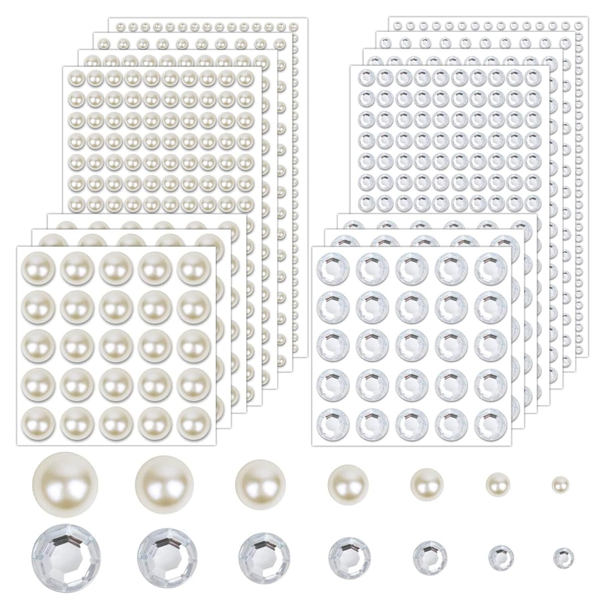 MAYCREATE Pearl Stickers for Face Makeup and DIY Crafts featuring 2000pcs Self Adhesive Gems