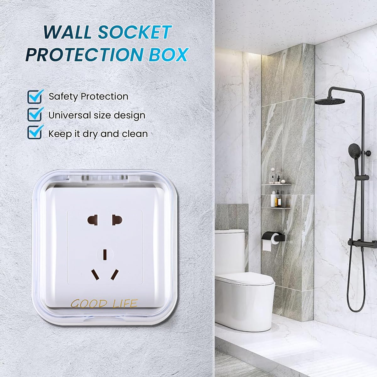 Supvox® Waterproof Wall Socket Plate Panel Switch Box Cover Protector, Self Adhesive Outdoor Waterproof Outlet Plug Covers, Power Socket Face Plate Panel Box for Bathroom, Kitchen, Room