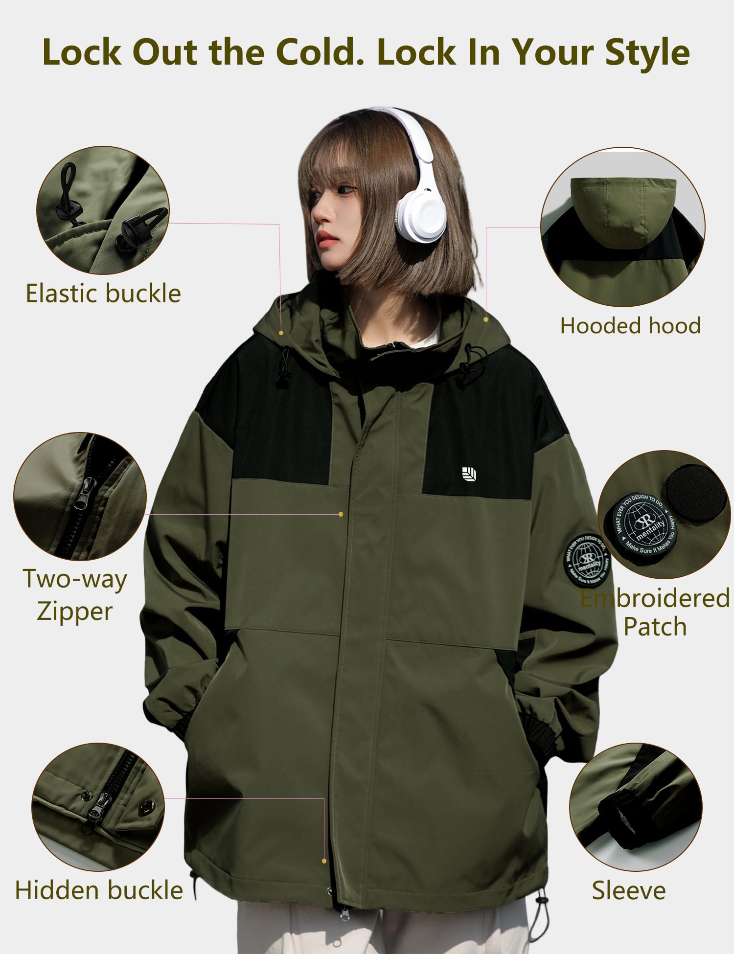 Venzina Women's Softshell Jacket for Hiking and Travel with Waterproof Windproof Fabric | Green Outdoor Layer