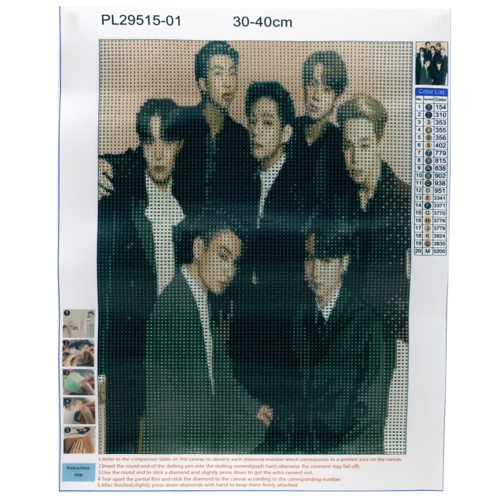 HASTHIP 5D Diamond Painting Kit for BTS Portrait Art with Full Drill 11.8x15.7 in | Gift for Fans