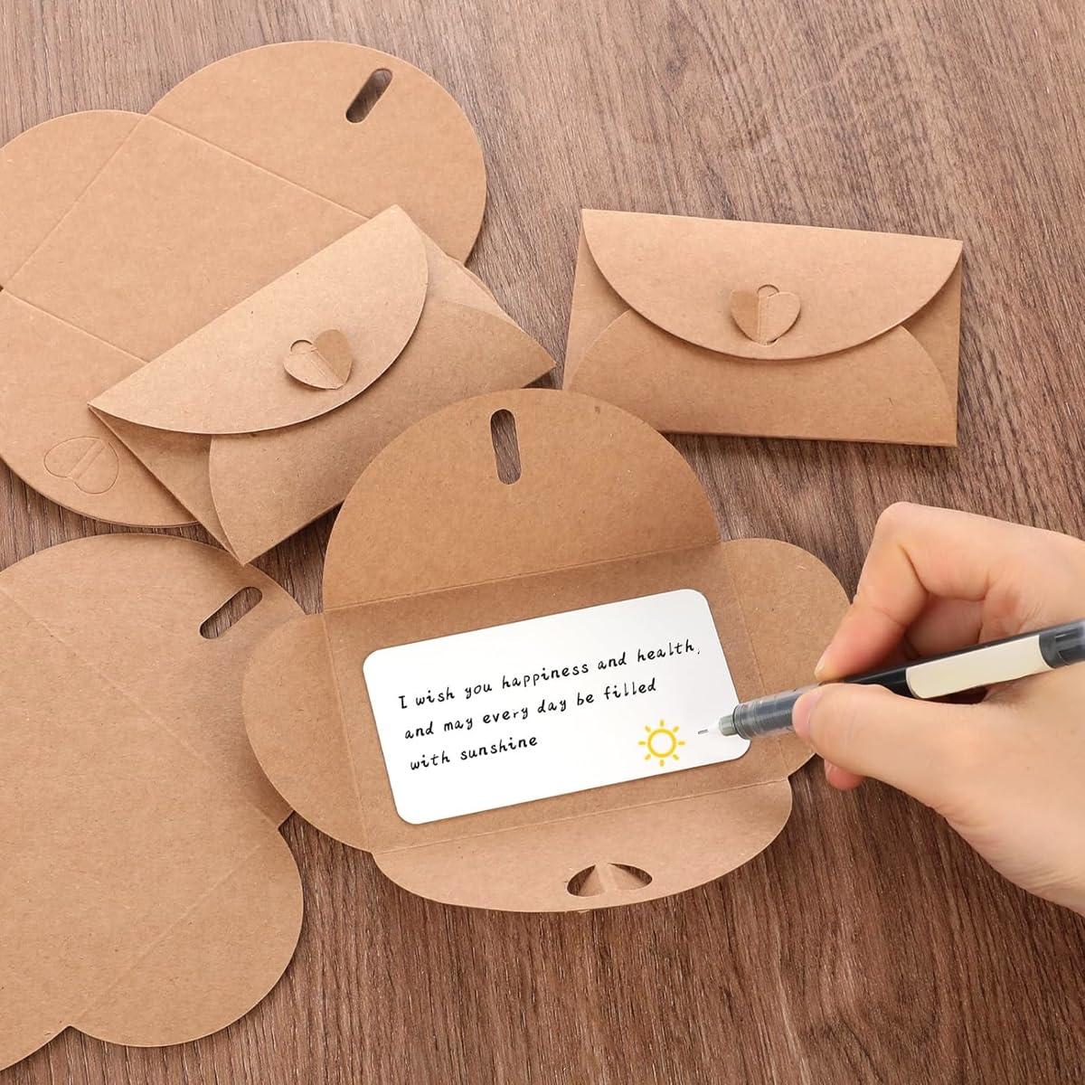 OFIFO Envelopes Set for Greeting Cards and Invitations with 50 Blank Cards 4.1x2.7 in | Light Brown Paper