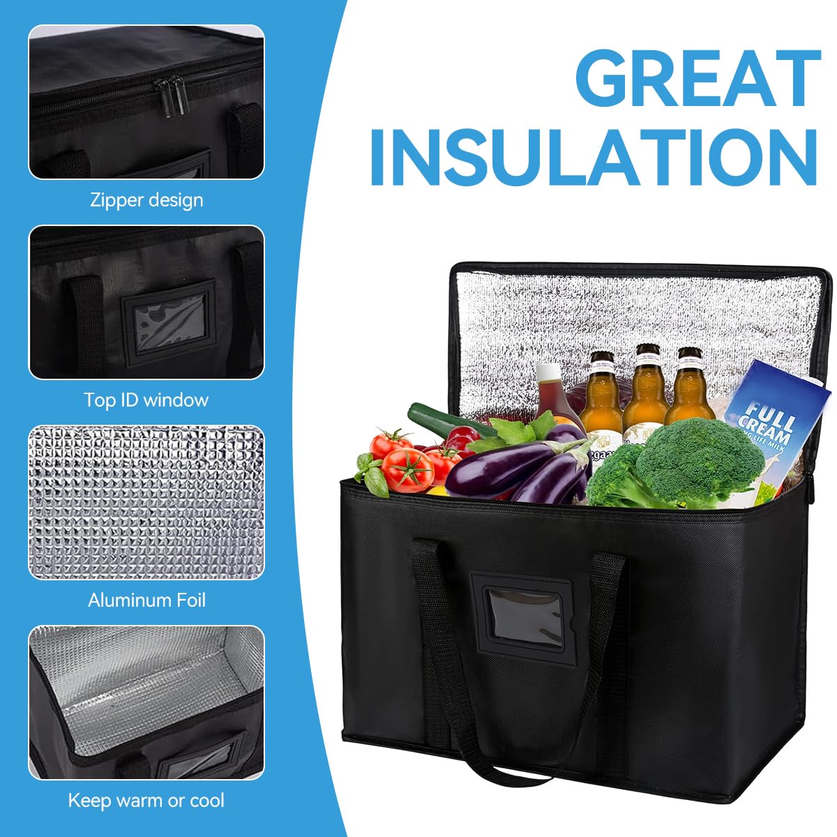 ZIBUYU Kitchen Organizer Bag for Grocery and Picnic Featuring 40L Capacity | Collapsible Waterproof Insulated Design