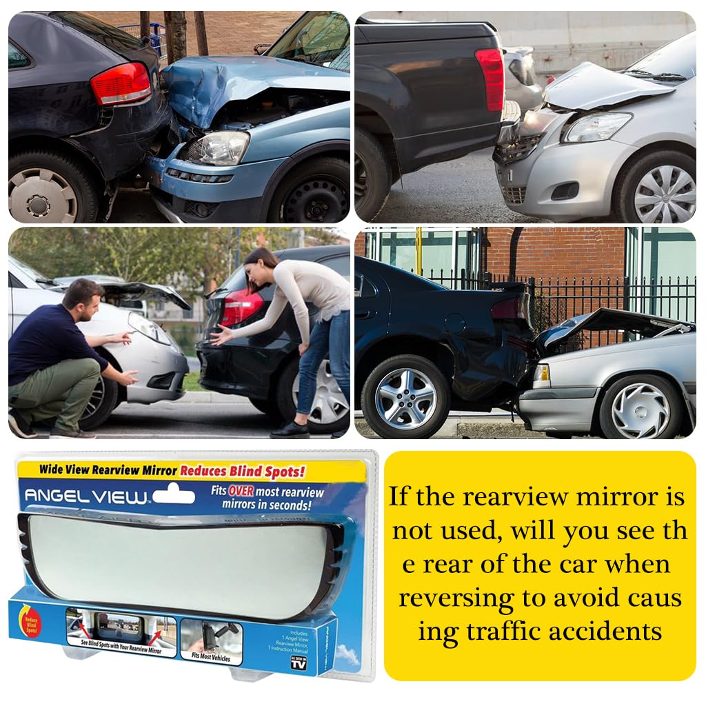 STHIRA Rear View Mirror for Car Interior with 11 in Convex Wide Angle Clip On Design | Shatterproof Glass for Cars SUVs and Trucks