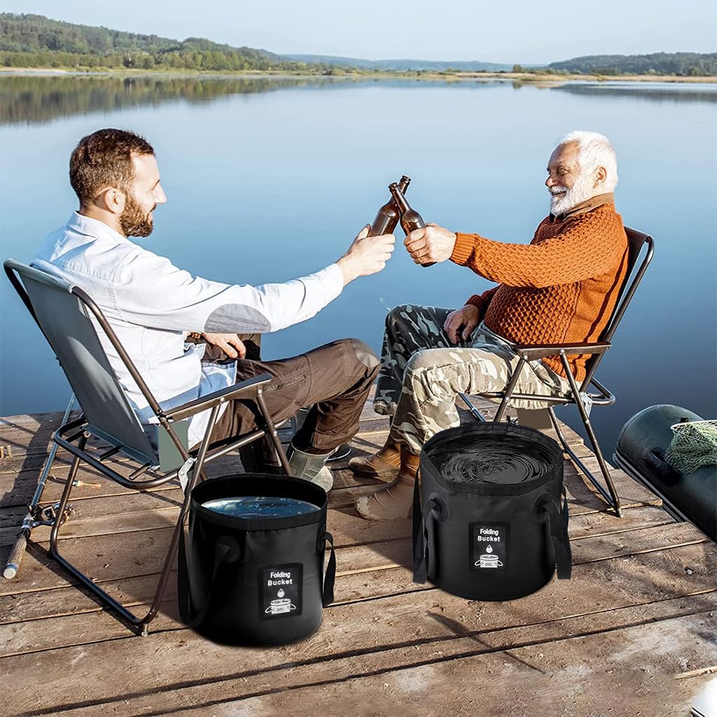 Proberos Collapsible Bucket for Camping and Fishing featuring Dual Handles | 20L PVC Foldable Pail