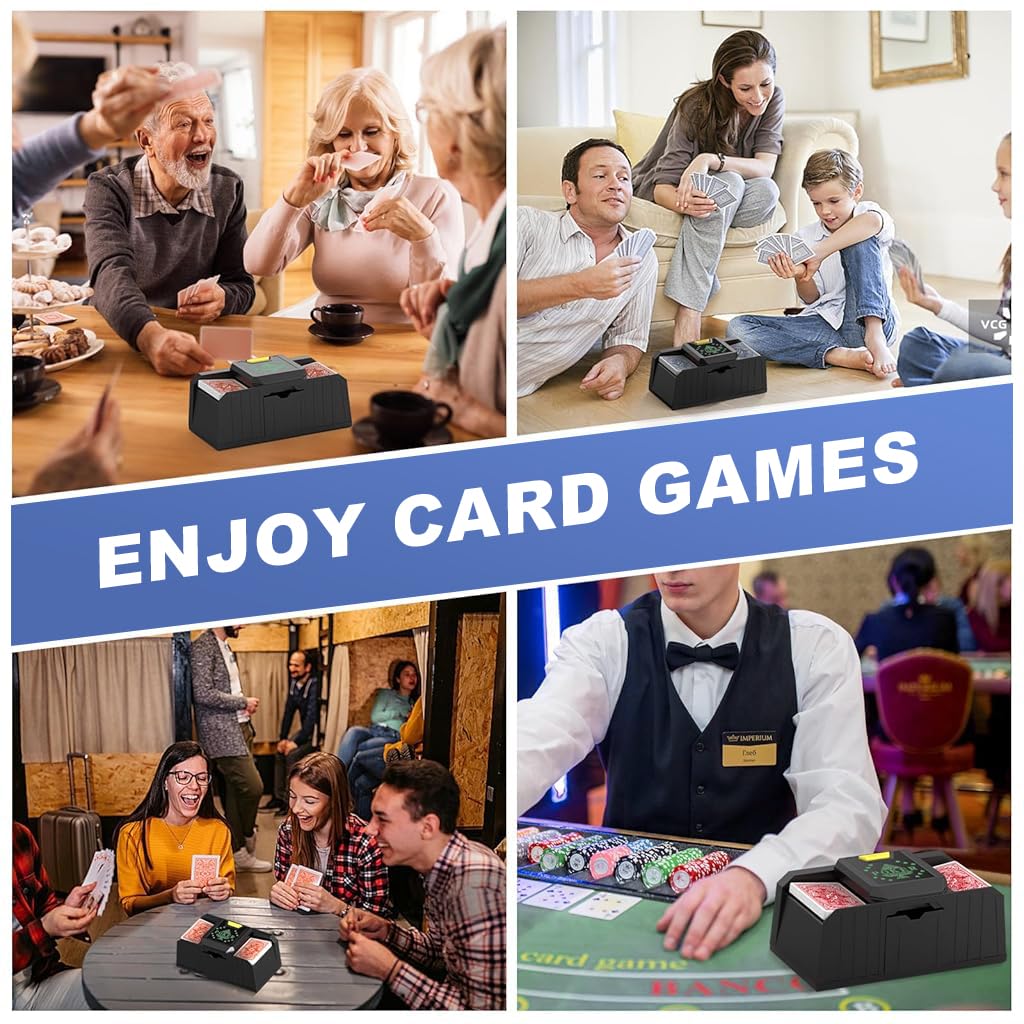 Supvox Automatic Card Shuffler for Poker and Casino Games featuring Dual Power Modes | One Button Control