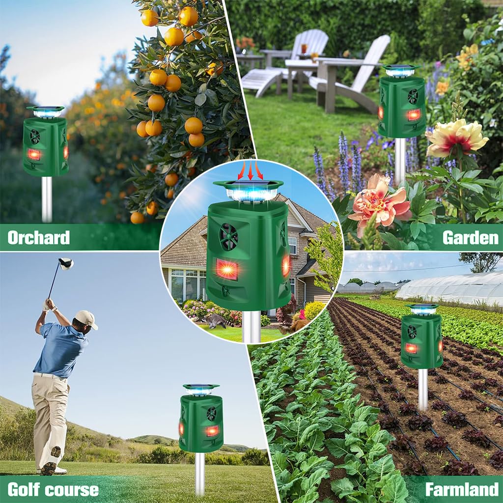 HASTHIP Outdoor Ultrasonic Pest Repeller for Garden and Patio with Solar Power and Infrared Sensor