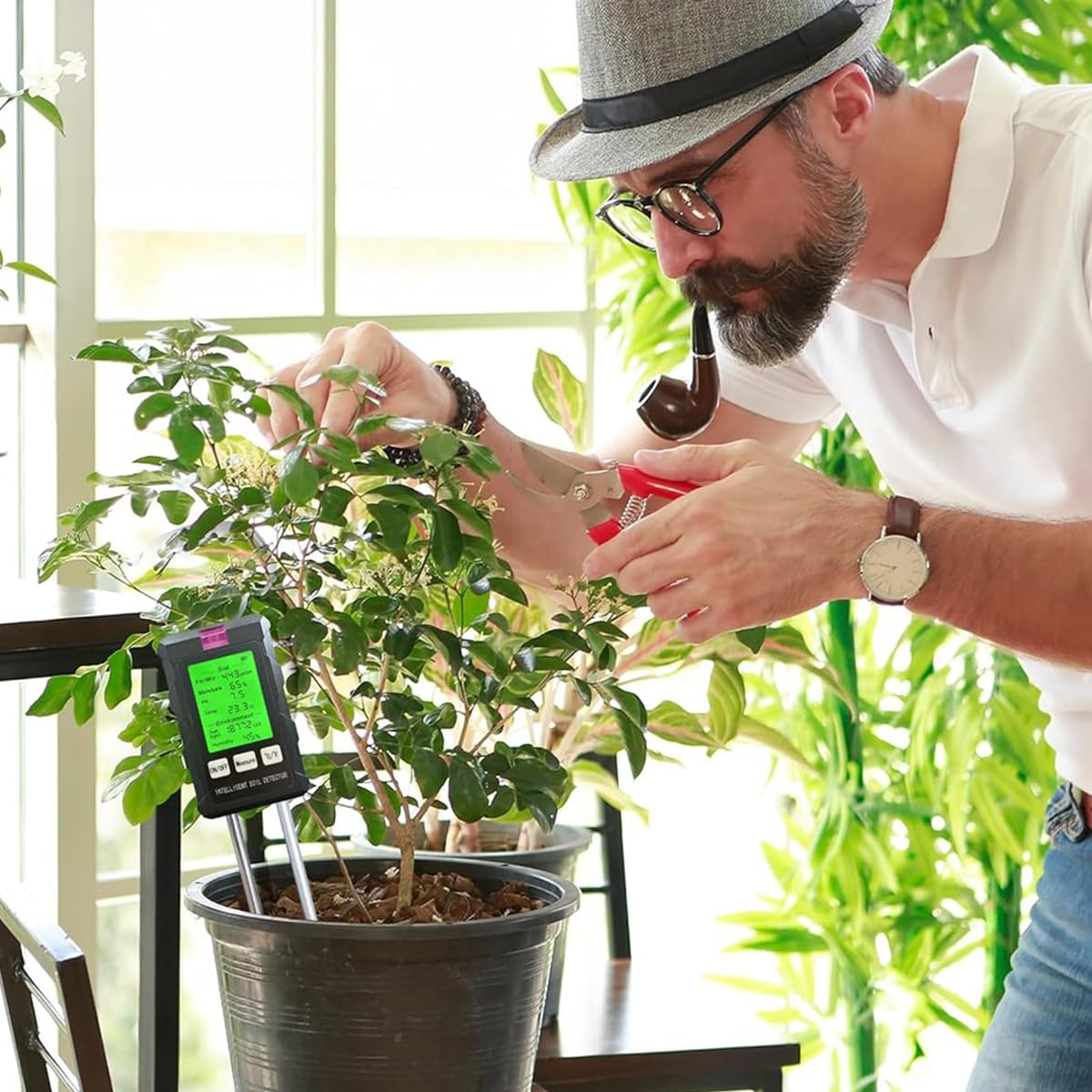 Serplex Soil Meter for Lawn and Garden with Dual Probes and LCD Display | 6 in 1 Analyzer