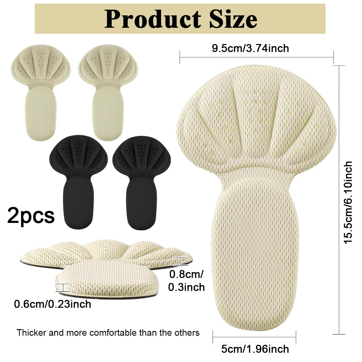 MAYCREATE Heel Cushion Inserts for Loose Shoes with Self Adhesive Sponge Mesh | 2 Pairs