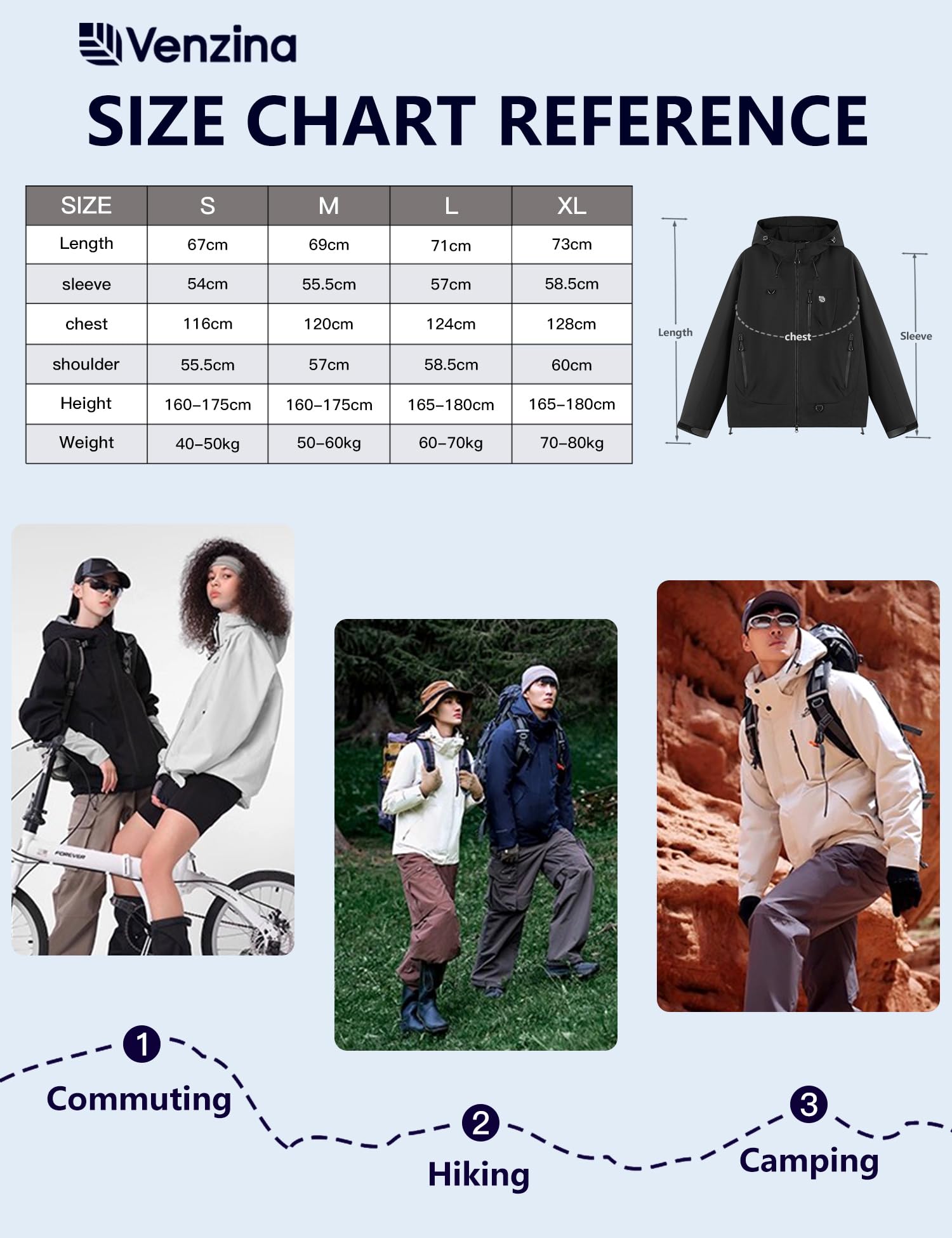 Venzina Women's Waterproof Jacket for Commute and Travel featuring Color Block Design | Black