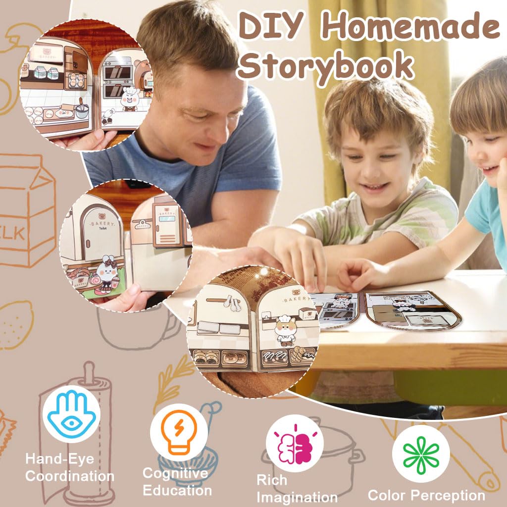 SNOWIE SOFT DIY Paper Quiet Book for Kids featuring Cute Bakery Scene and Safe Materials | Hands-On Motor Skill Activity