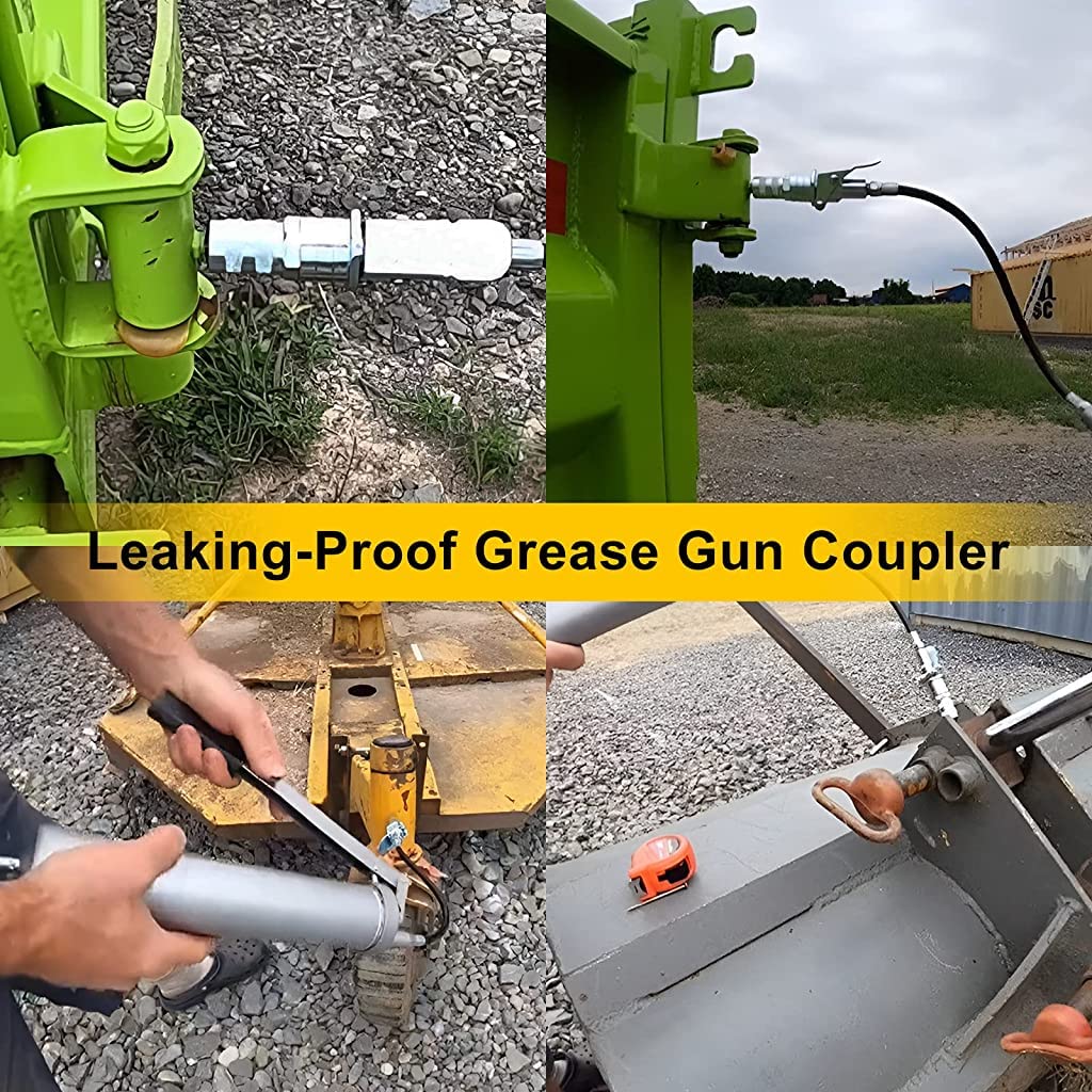 ZIBUYU® Grease Gun Coupler, Upgrade to 14000 PSI Heavy Duty Quick Lock and Release Grease Couplers, No Pop Off & No Leak, Compatible with All 1/8