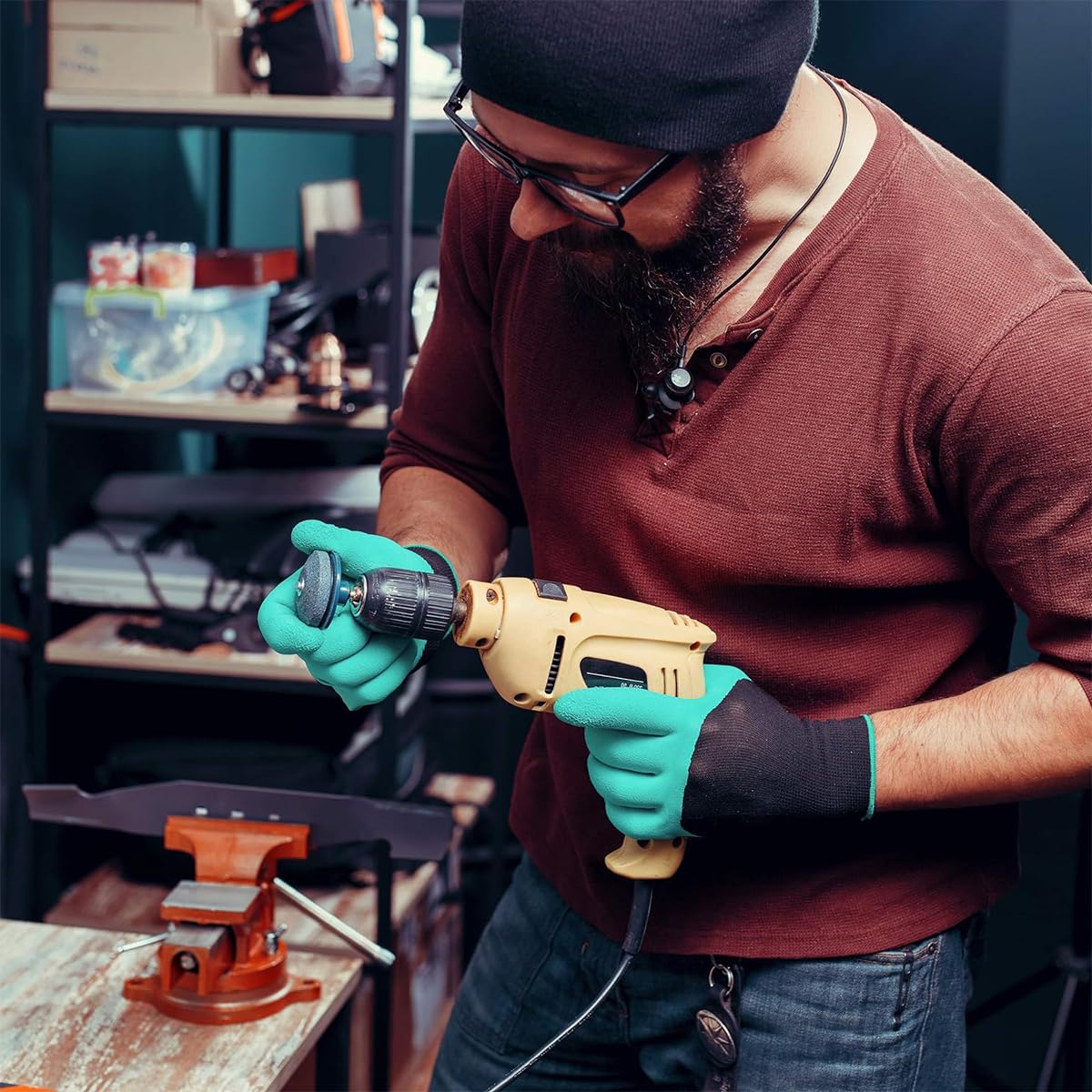 Serplex Lawn Mower Blade Sharpener Kit 3 pcs 58x63 mm with Double Layer Corundum | Universal for Power Drills