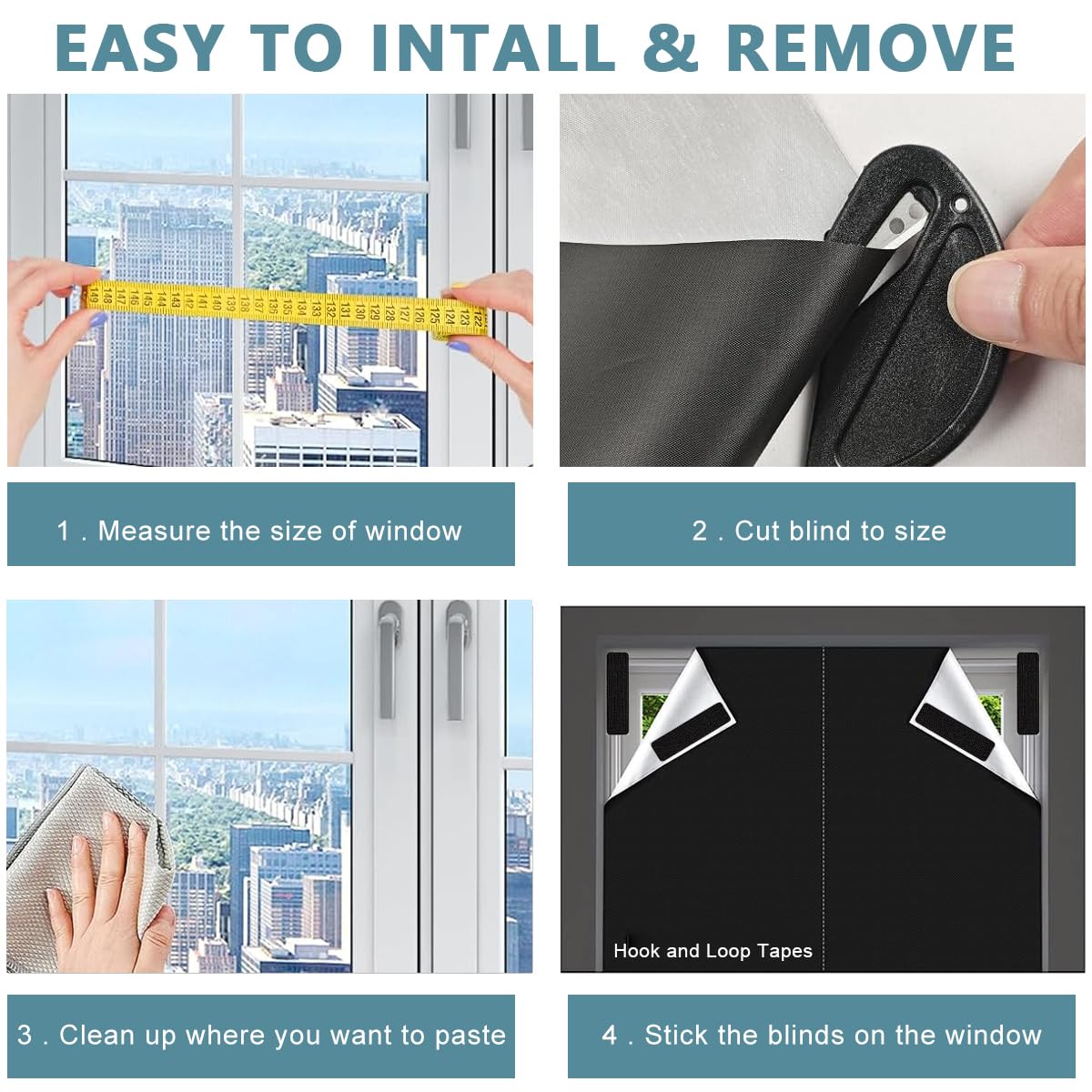 HASTHIP Blackout Window Sun Shade Cloth for Car and Home with Hook & Loop Stickers 1.45x1m | 420D Oxford UV Protection