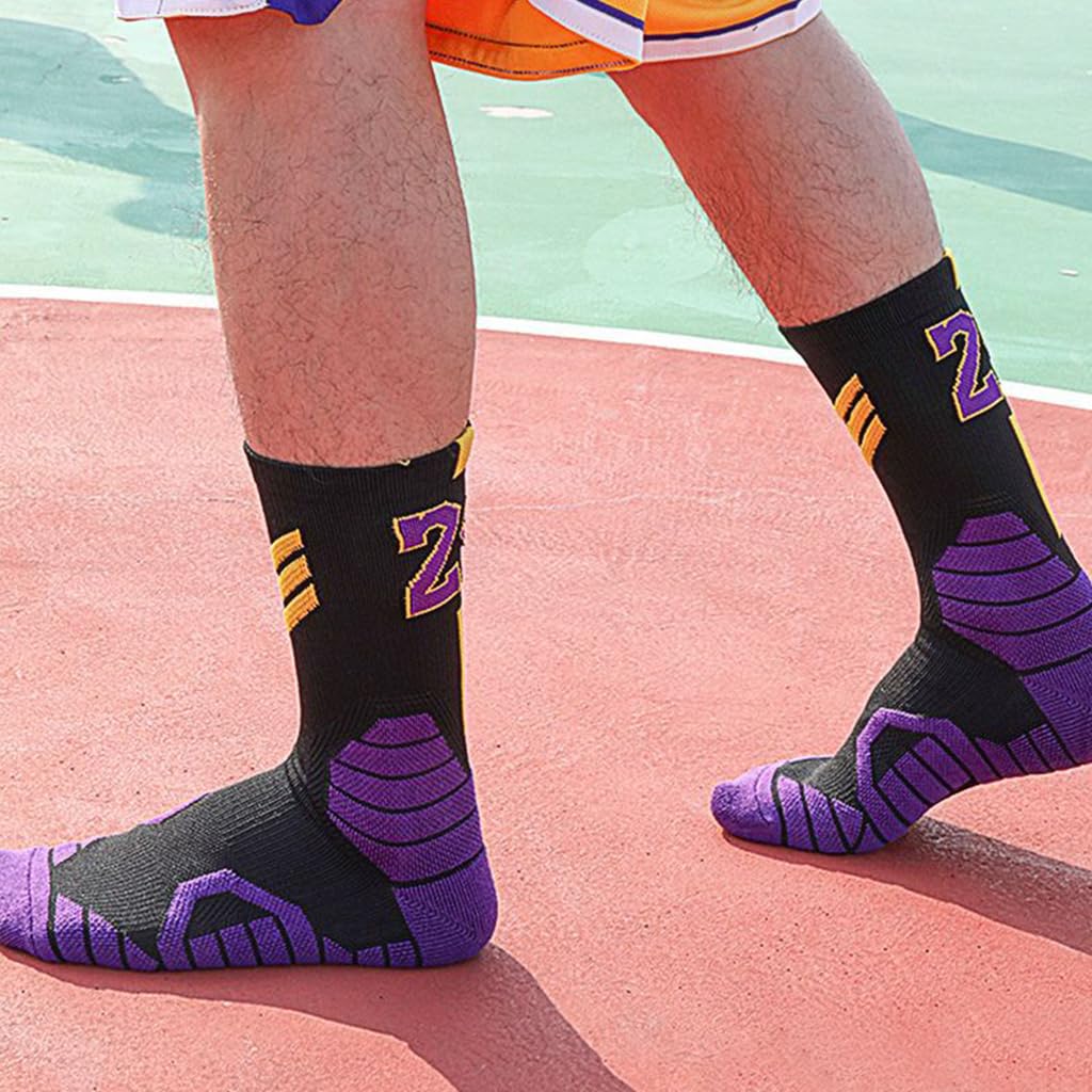 Proberos Basketball Socks for Men with Thick Terry Sole Grip and Compression Fit | 1 Pair 2 PCS Cotton Athletic Training