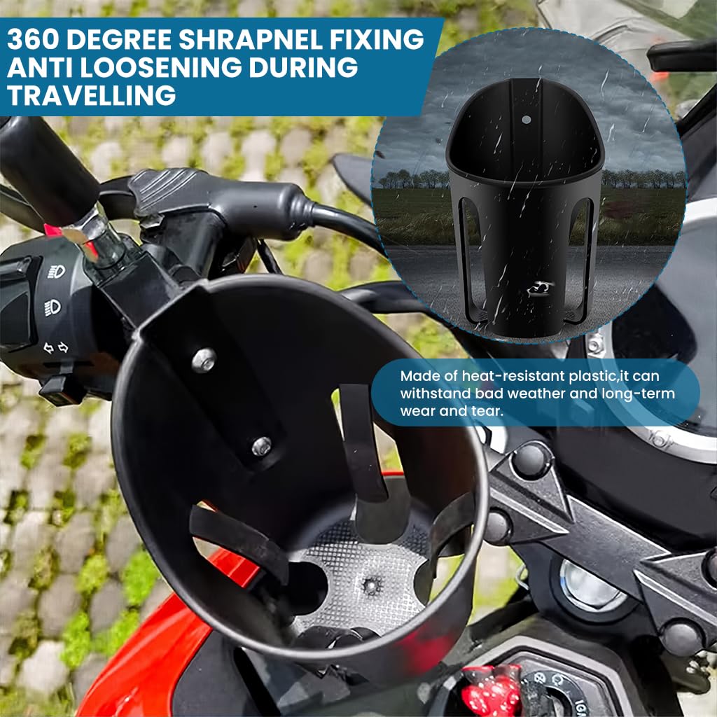 STHIRA Cycle Bottle Holder for Motorcycle Riding with 8.5 cm Wide Opening | Universal Mirror Mount Fit