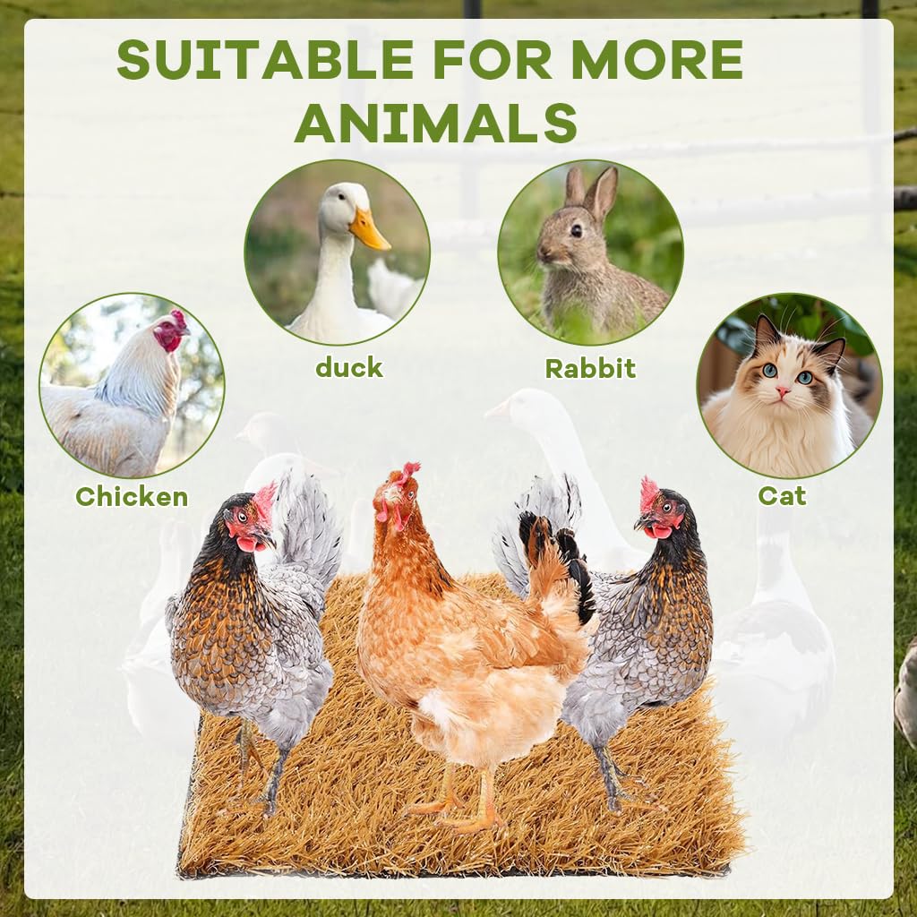 HASTHIP Chicken Coop Mat for Nesting Boxes with Non Slip Backing 12cmx12cm | Reusable Grass Surface