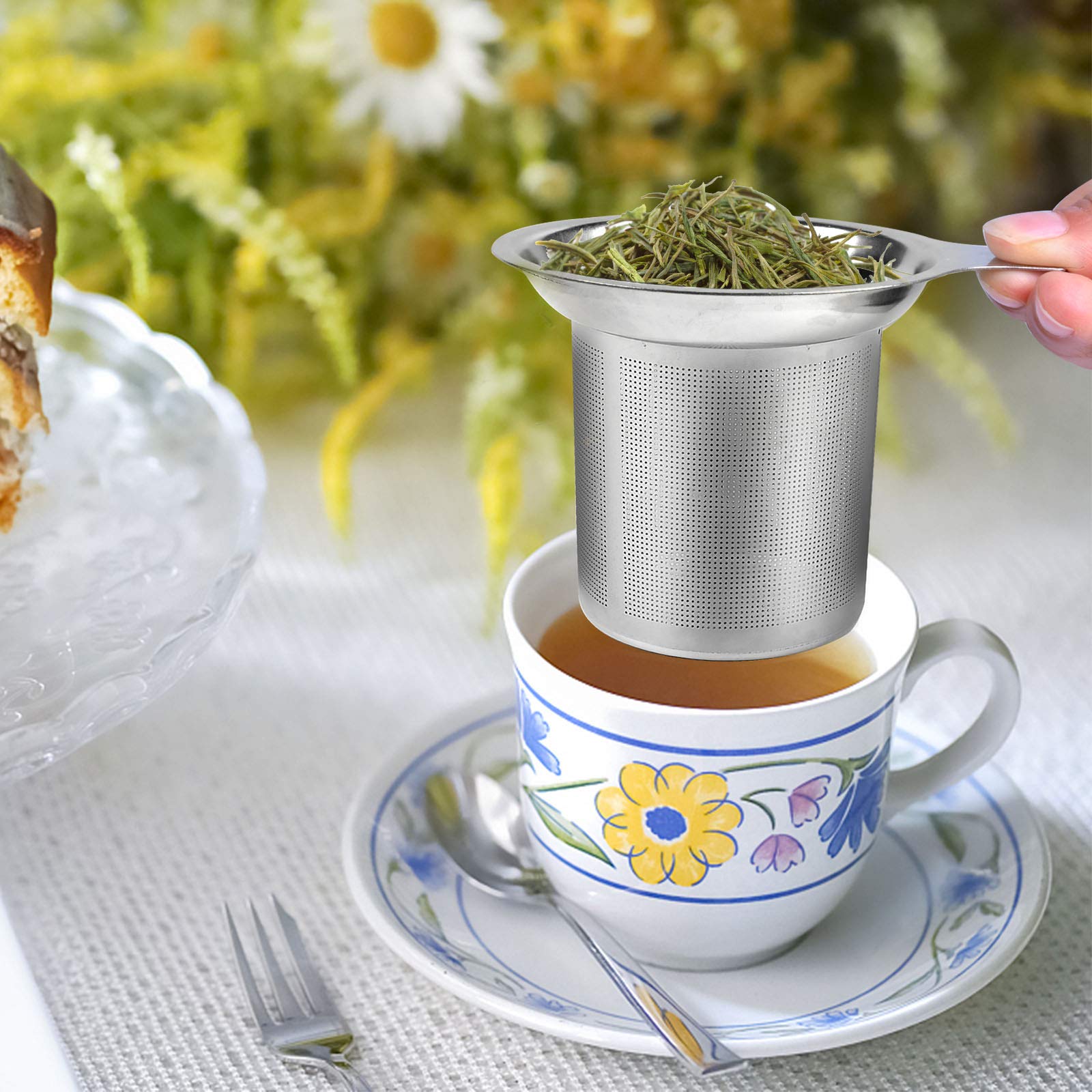 ZIBUYU® 2PC Tea Strainer for Kitchen Utensils Stainless Steel Tea Stainer & Food Grade Coffee Filter Fine Tea Mesh Strainer for Teapots Cups