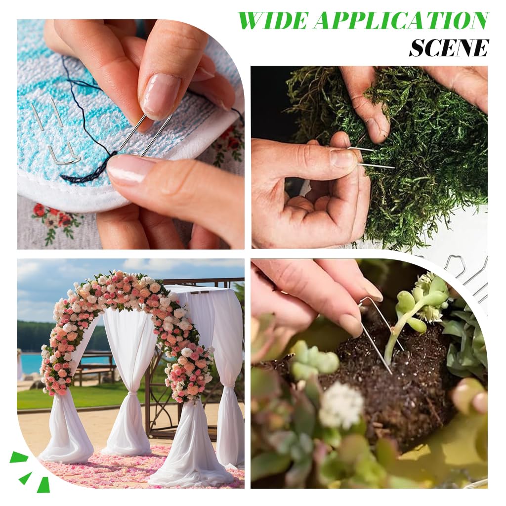 HASTHIP Floral Pins for DIY Wreath Making featuring 100pcs 1.8 in U Pins | Reusable Fixing Clips