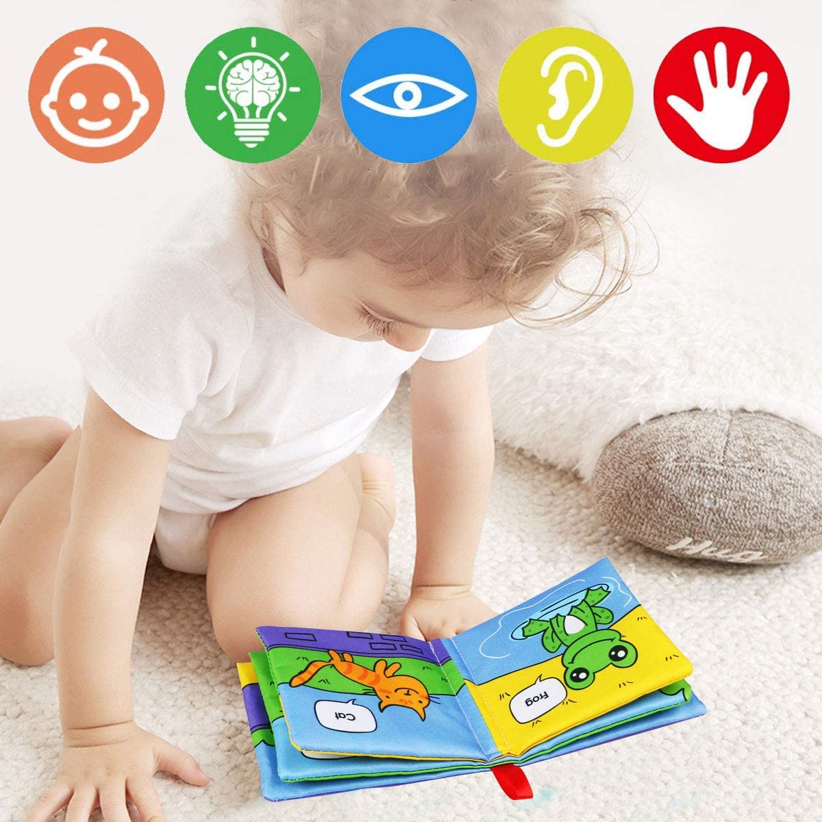 SNOWIE SOFT Cloth Books for Babies with Crinkle Sound Paper and 6 Learning Themes | Gift Box Set