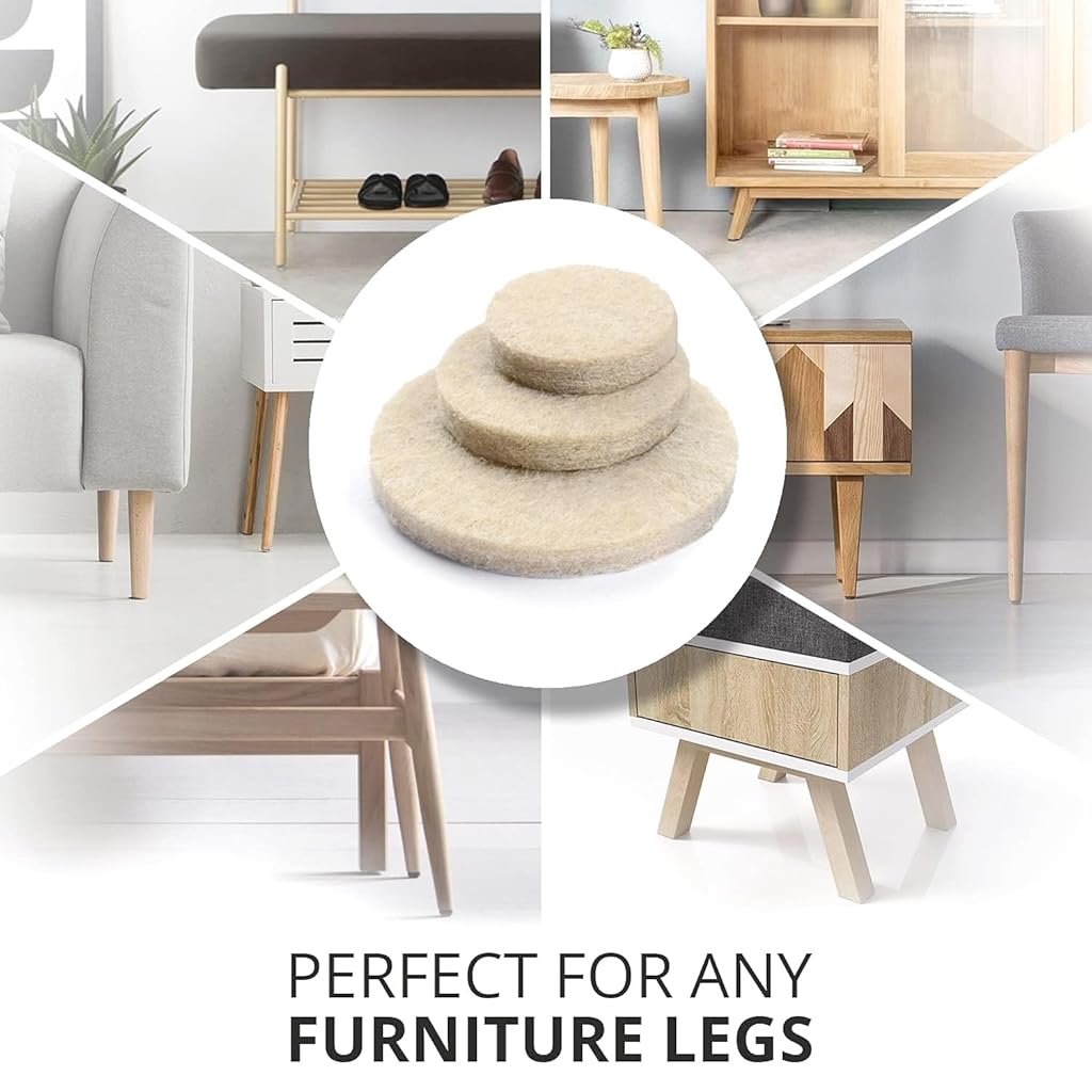 ZIBUYU® 80Pcs Felt Furniture Feet Pads 3-Sizes 2/3/4cm Dia Round Table Feet Pads Chair Feet Floor Portectors Noise-reduction Self Adhesive Universal Furniture Feet Pads