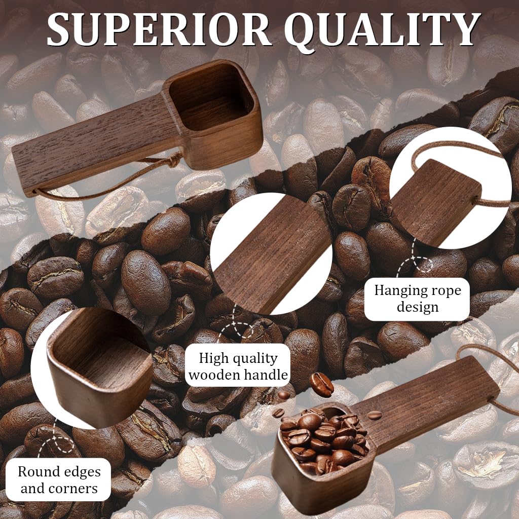 Supvox Wooden Coffee Bean Spoon for Measuring 10g | Square Shape with Ergonomic Handle