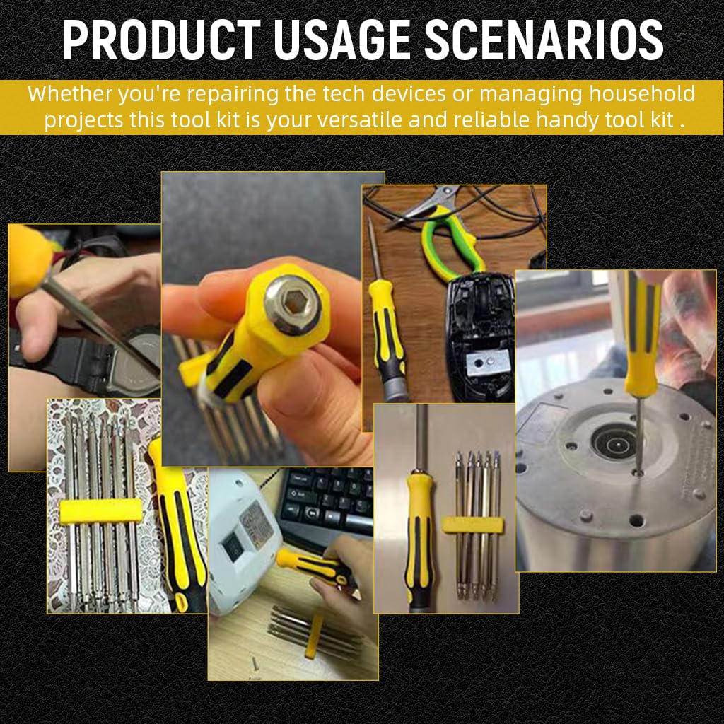 Serplex Mini Screwdrivers Set for Electronics Repair with 12-in-1 Dual End Bits and Alloy Steel Handle | Compact Portable Tool Kit