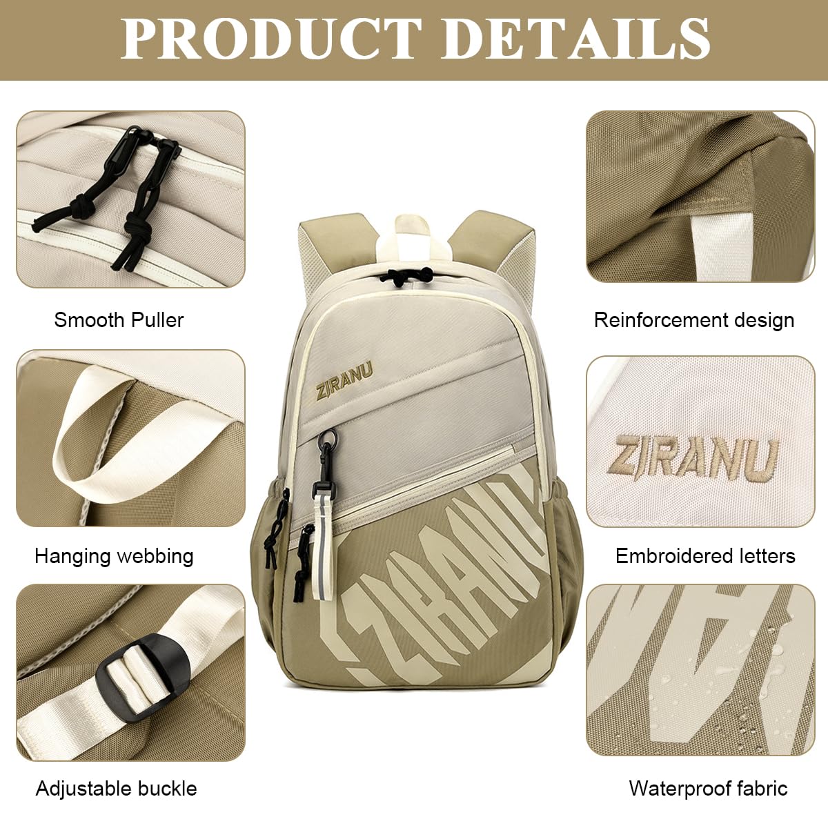 GUSTAVE Backpack for School and Travel with Double-Layer Storage and Breathable Straps | Water-Resistant Polyester for Men and Women