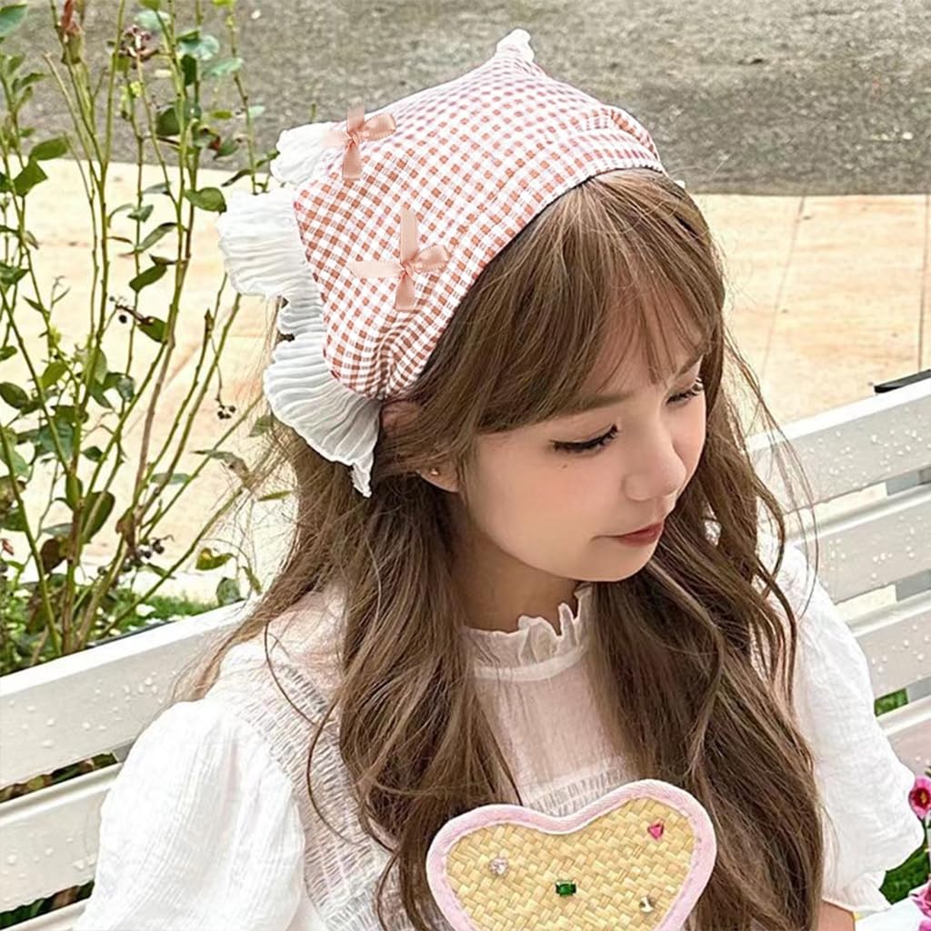 MAYCREATE Hair Band Set for Women with Lace and Plaid Styles | 4PCS Soft Boho Headwraps