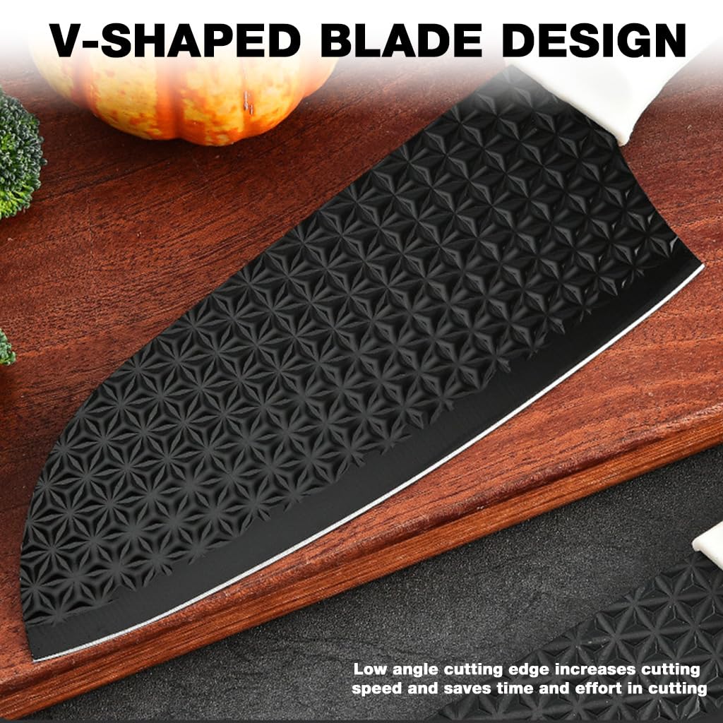 Supvox Knife Set for Kitchen with 30cm Chef Knife and Ergonomic Full Tang Handle | Stainless Steel Blades and Stylish Khaki Stand