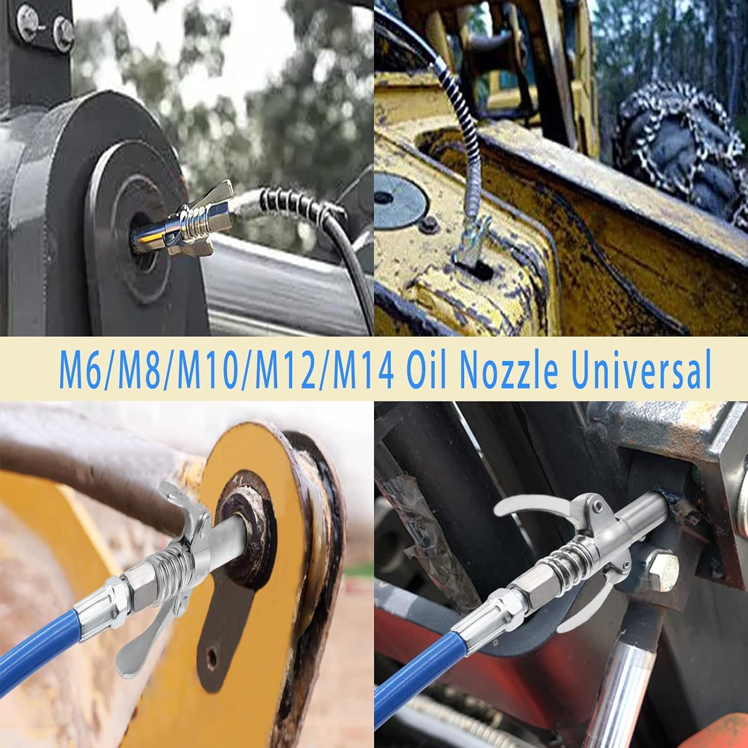 STHIRA Grease Gun Coupler with Dual Handle and 30cm Hose for 1/8 NPT Fitting | 12000 PSI