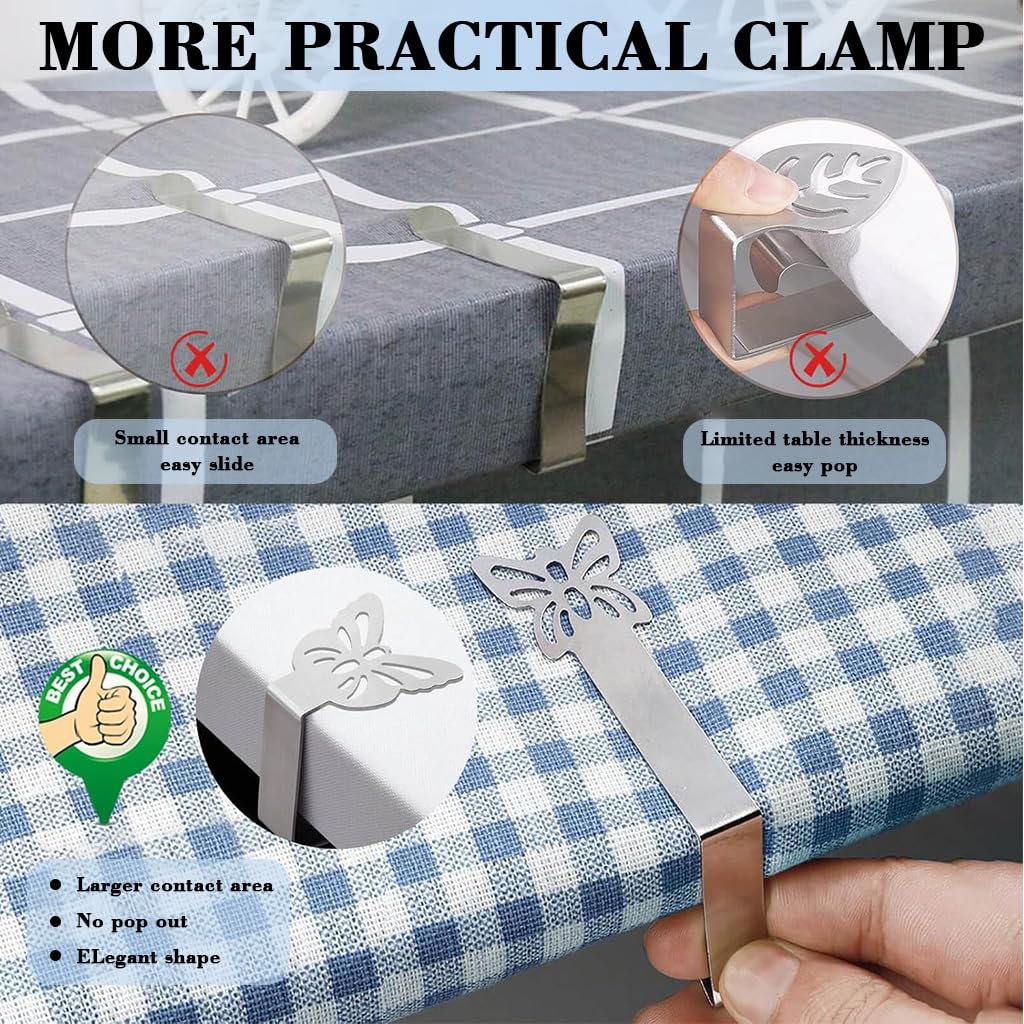 HASTHIP Butterfly Tablecloth Clips for Outdoor Picnic and Party | 10Pcs Stainless Steel Windproof Holders