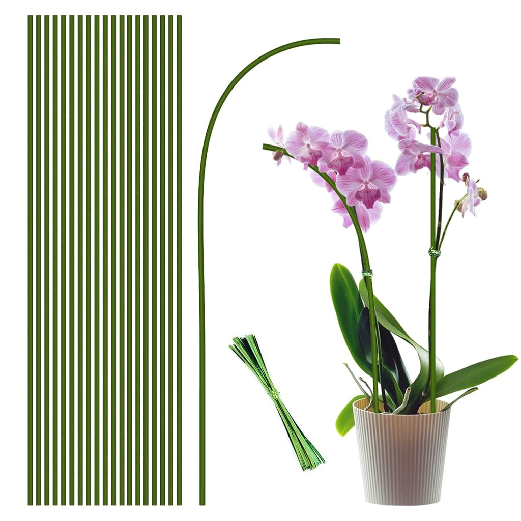 HASTHIP® 20Pcs Plant Supports Flexible Plant Climbing Stakes Plant Support Rods Training Wires for Plants Bendable Poles 16 inch Bendable Metal Wire Plant Stakes with Twist Ties