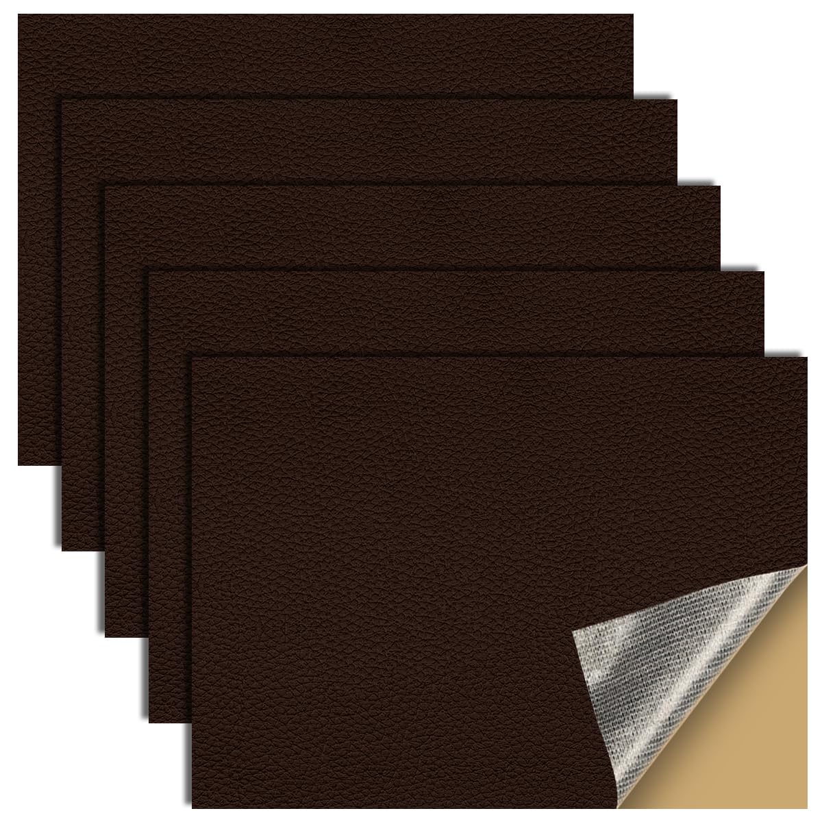 STHIRA Self Adhesive Leather Patches for Car Seats and Furniture 15pcs 30x20cm Brown | Waterproof Synthetic Sheets for Sofa Repair