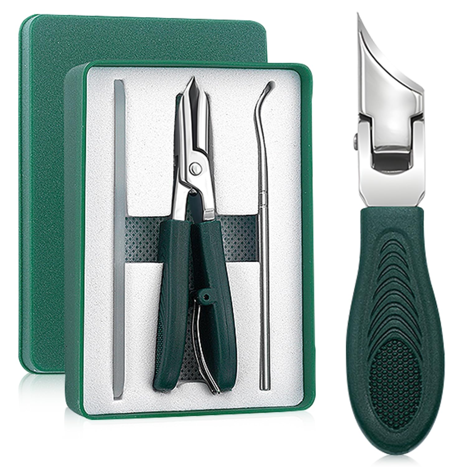 MAYCREATE® Eagle Beak Beveled Nail Clippers 3-Piece Sets of Eagle Beak Beveled Nails Clippers Long Handle Wide Jaw Opening Anti-Splash Slanted Nail Clipper for Thick Nails, Seniors&Ingrown Care