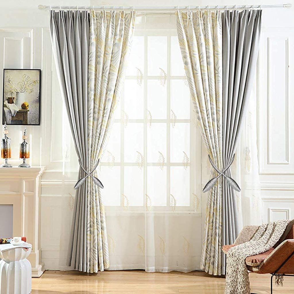 HASTHIP Curtain Tiebacks for Living Room and Bedroom with Strong Magnet 48cm Grey | Woven Polyester Design
