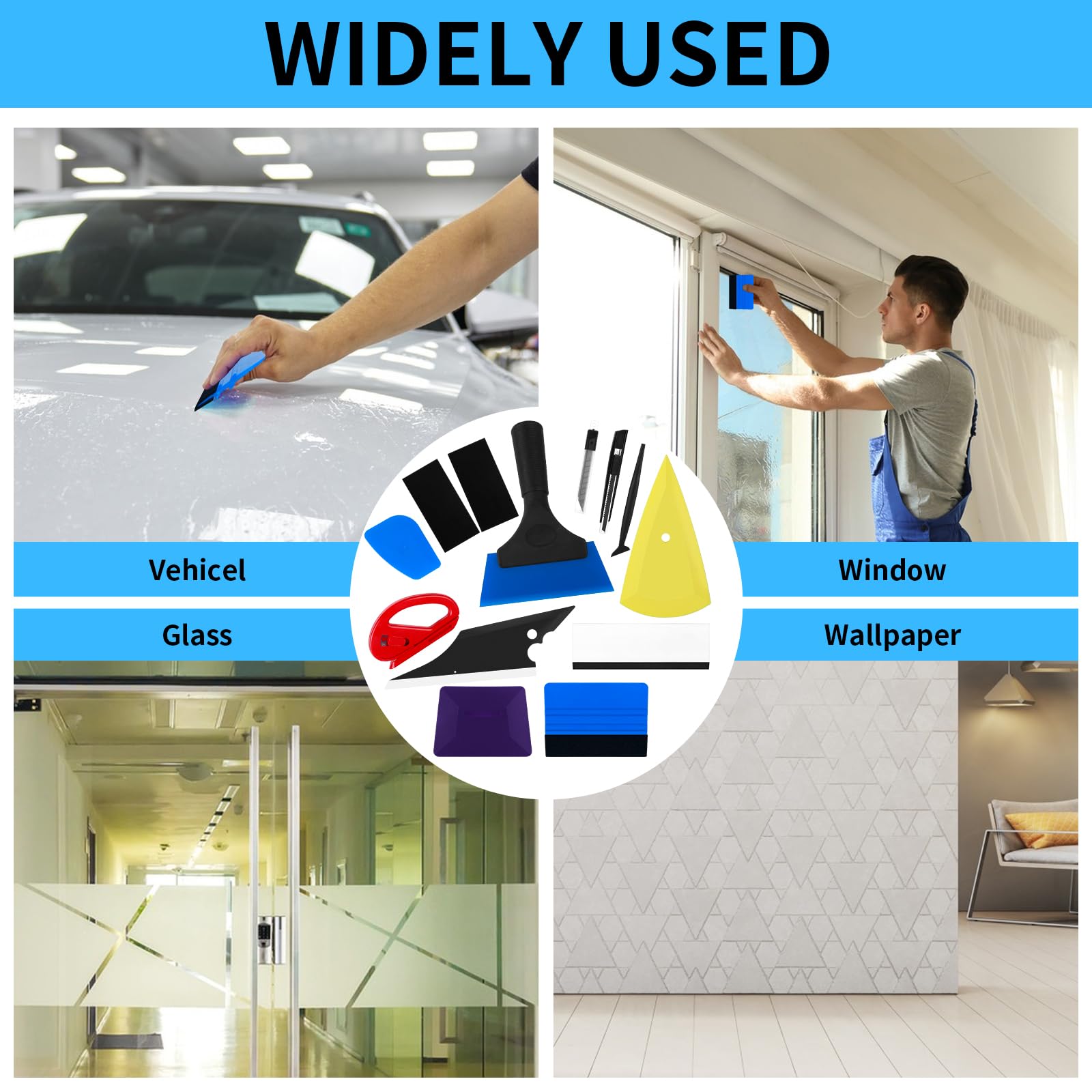 STHIRA® 12 Pcs Premium Car Window Film Tint Tool Kit, High-Quality Vechile Application, Squeegee for Vinyl Wrap, Scraper Tool, Essential Tinting Wrapping Tools for DIY and Professional Use