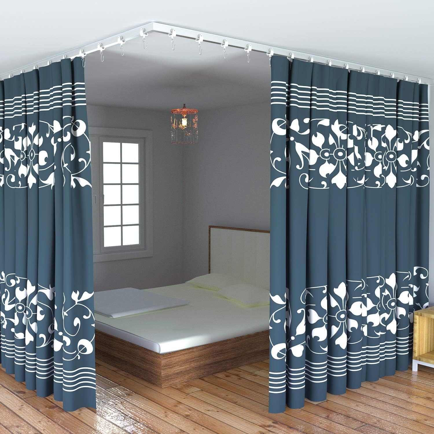 HASTHIP Ceiling Curtain Track for Flexible Room Layouts with 9.6ft System | All Accessories Included