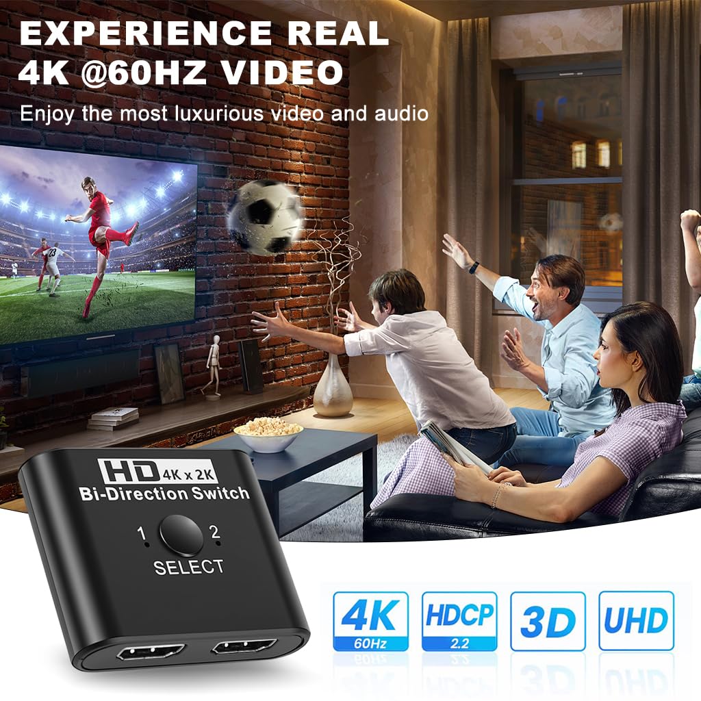 ZORBES HDMI Bi Directional Switch for Dual Displays with Select Button and 4K×2K Support